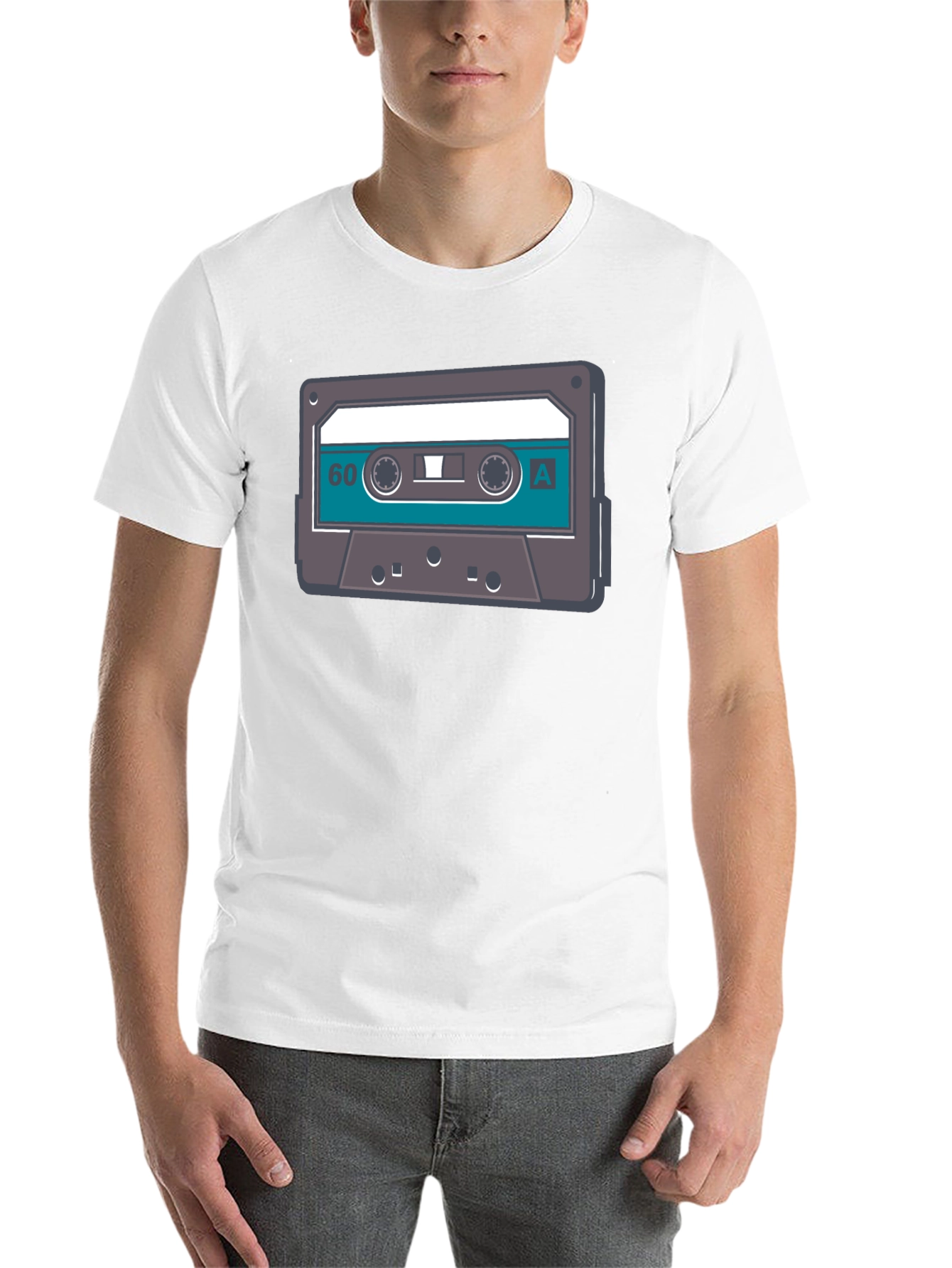 Black Retro Cassette Tape Graphic Tee - Black Cotton T-Shirt view 14