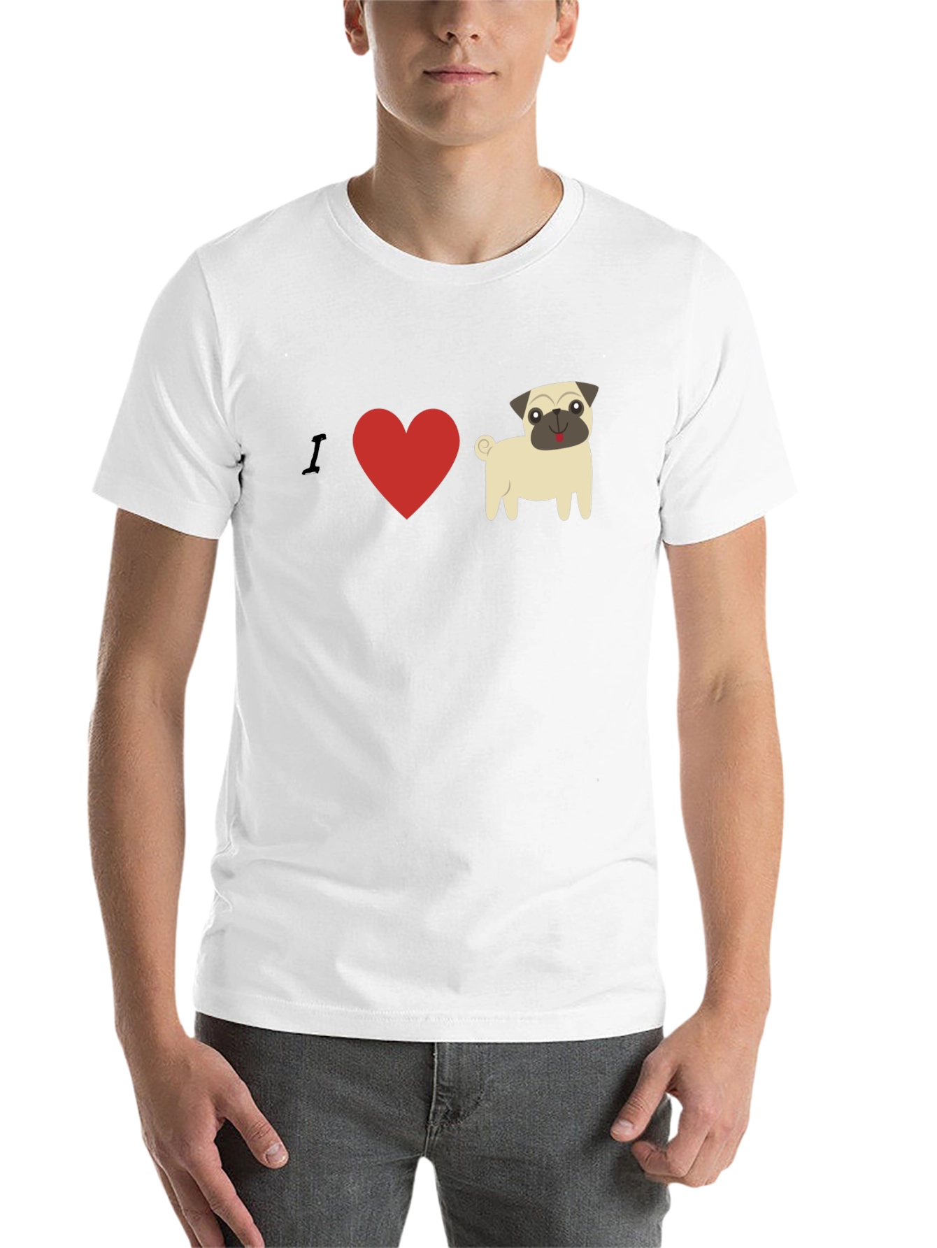 Black I Heart Pugs Graphic Tee - Mens Black T-Shirt view 14