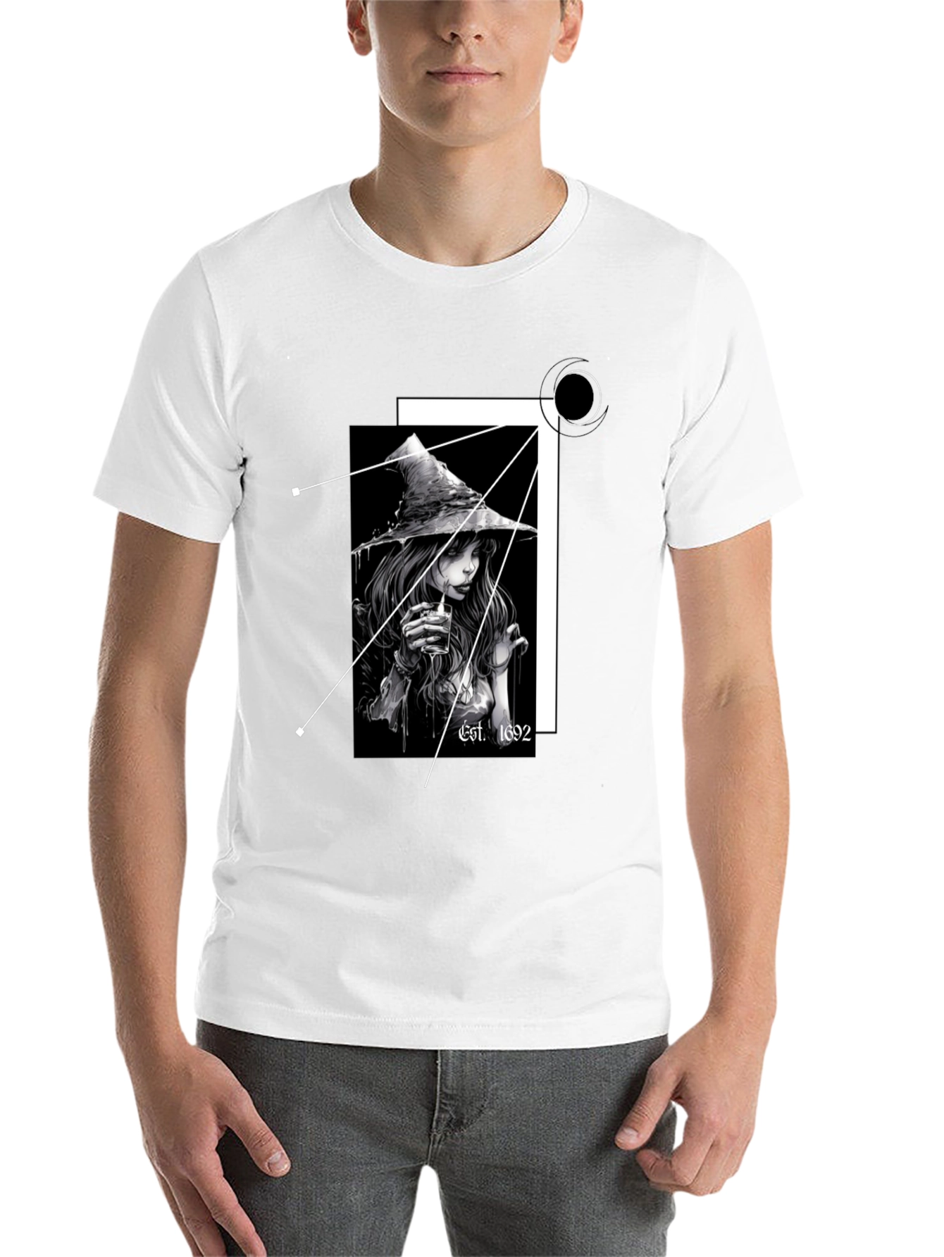Black Witch T-Shirt - Est. 1692 - Black Cotton Tee view 14