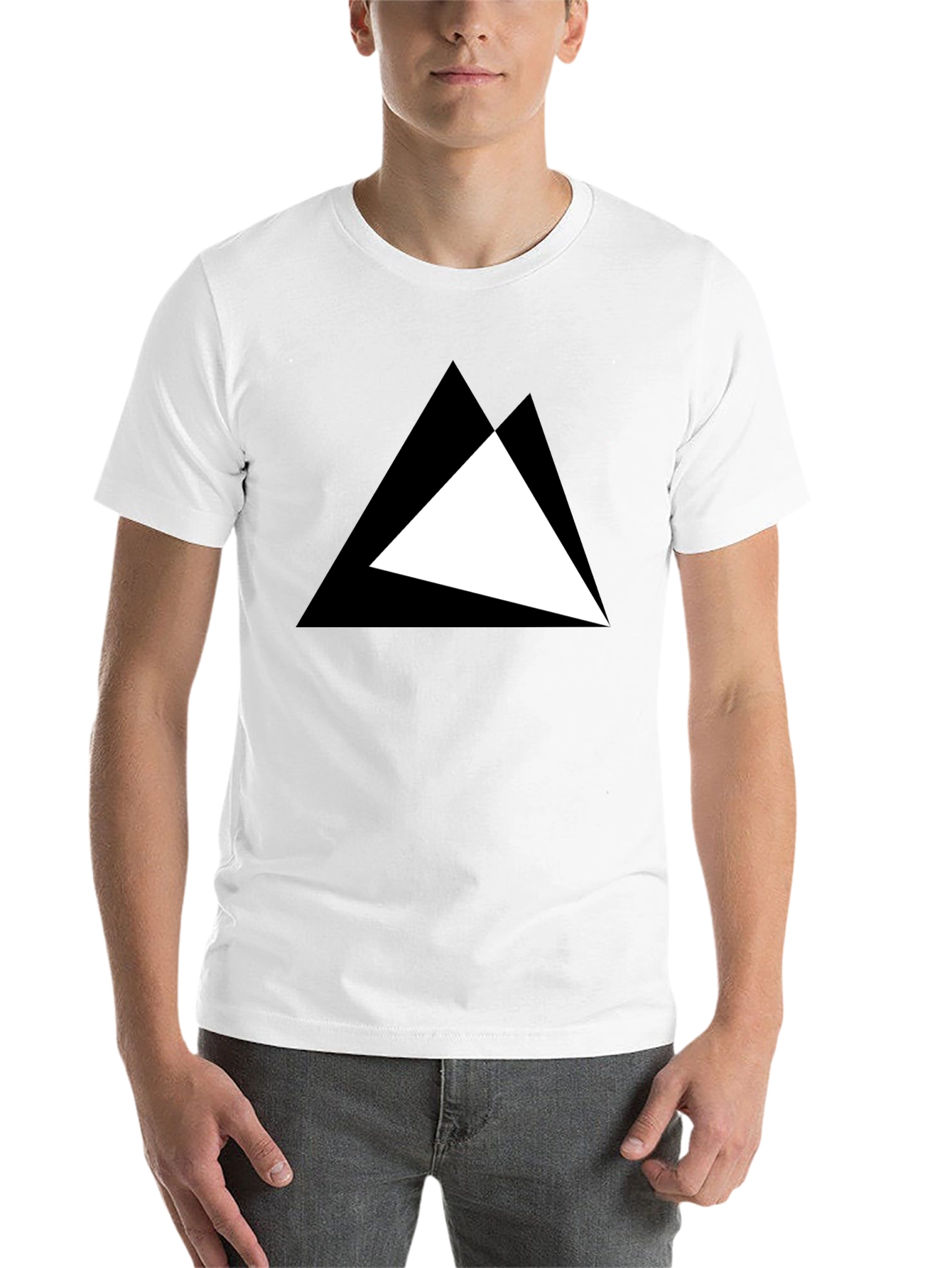Black Modern Triangle Graphic Black T-Shirt view 14