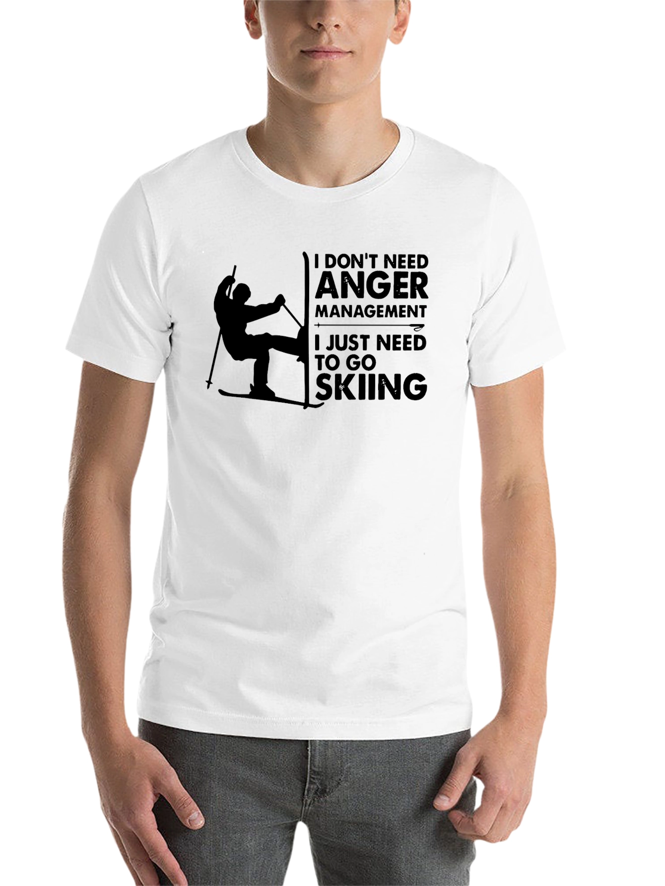 Black Funny Skiing T-Shirt: I Don't Need Anger Management view 14