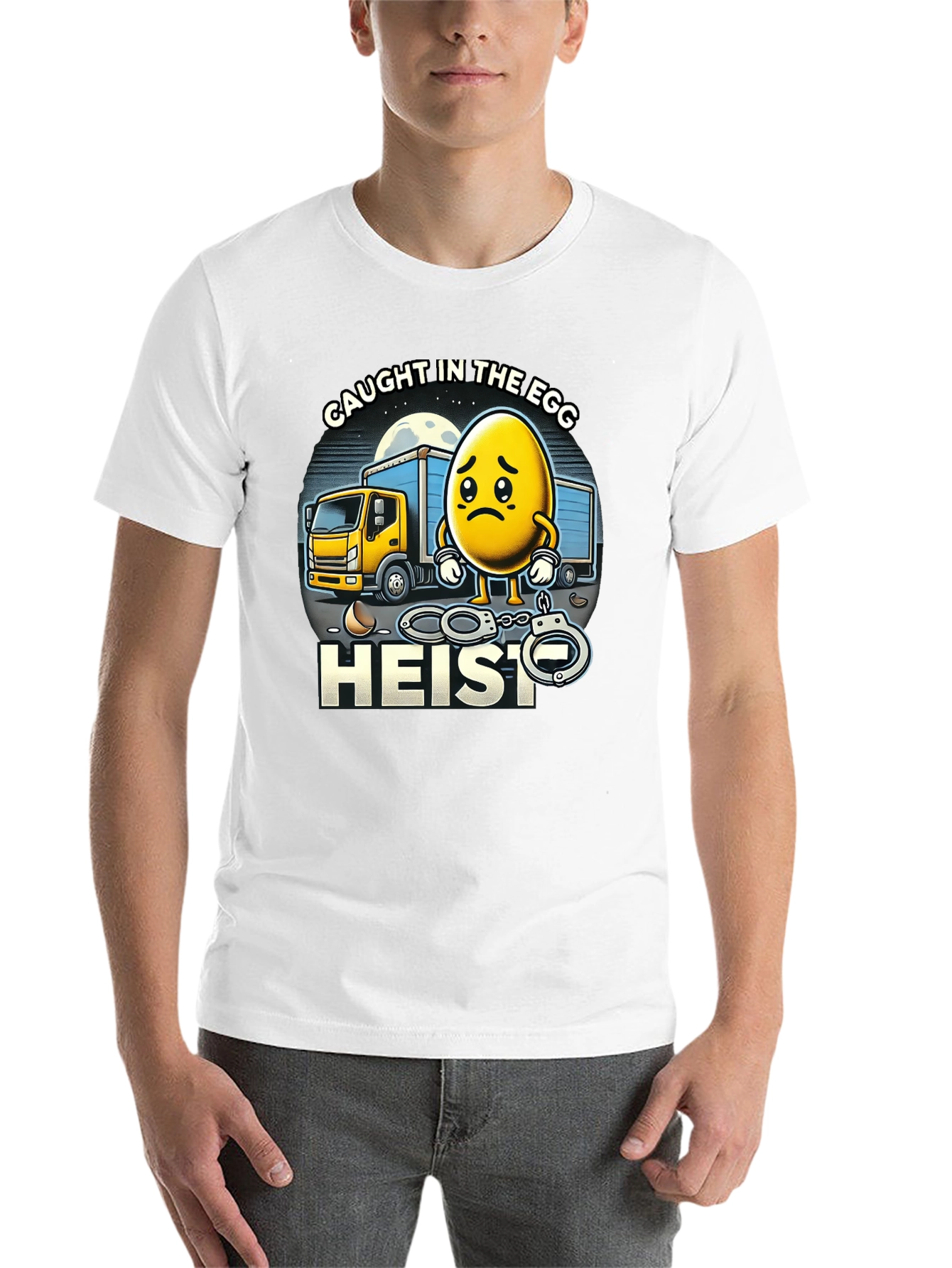 Black Caught in the Egg Heist T-Shirt - Funny Cartoon Tee view 14