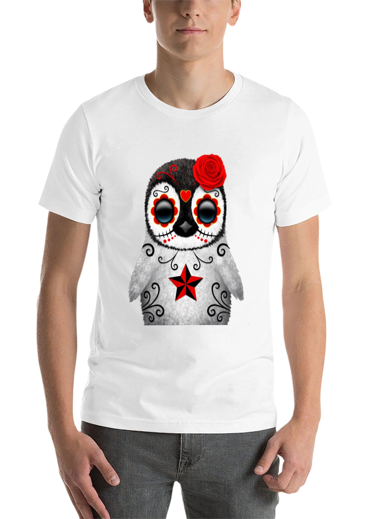 Black Sugar Skull Penguin T-Shirt - Day of the Dead view 14