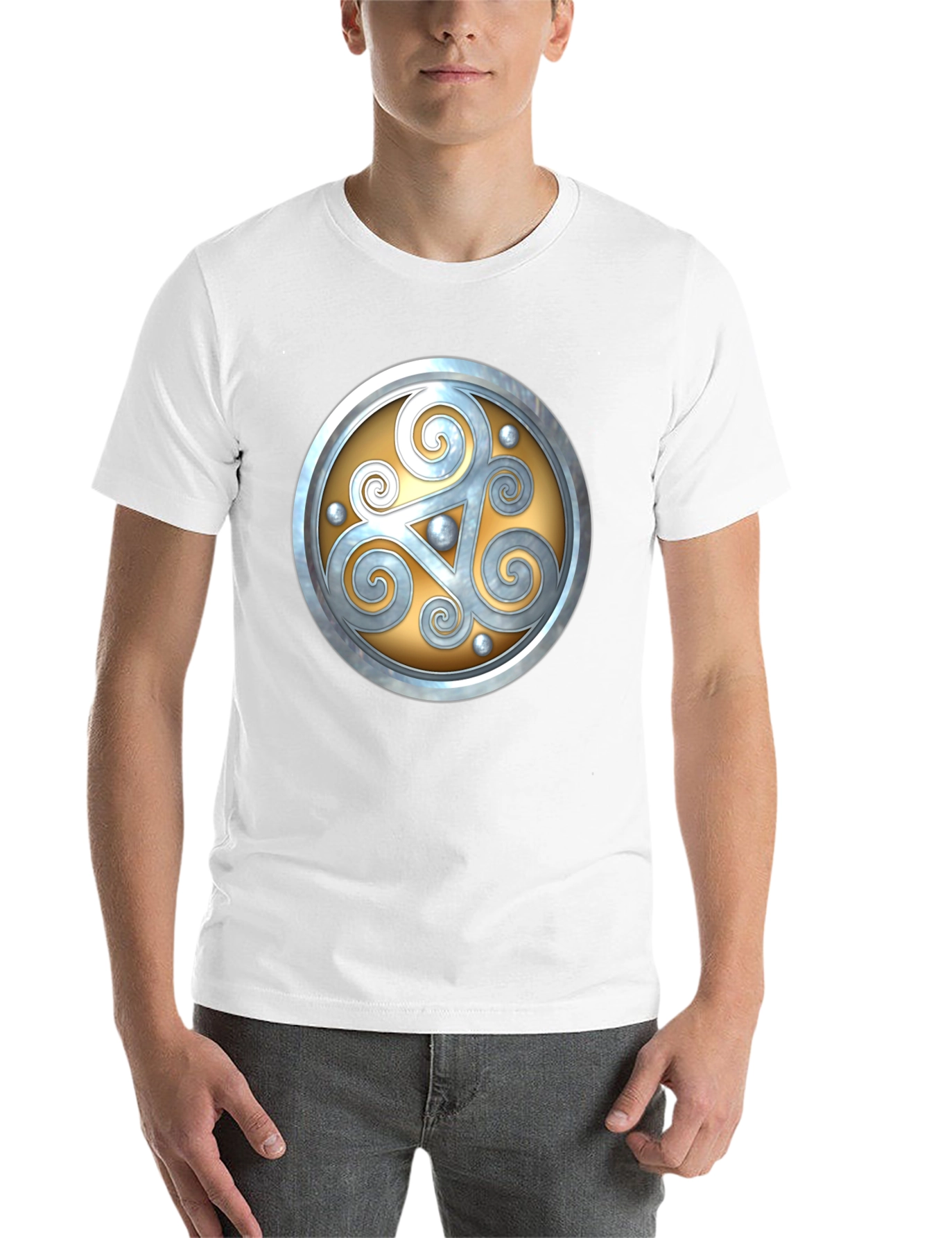 Black Celtic Shield Graphic Tee - Stylish Black Cotton T-Shirt view 14