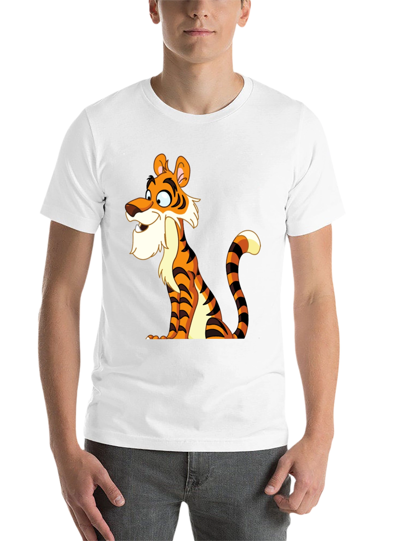 Black Cartoon Tiger Graphic Tee - Men's Black T-Shirt view 14