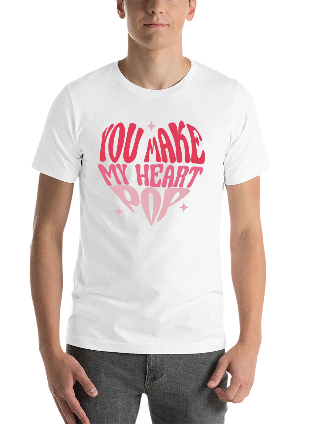 Black You Make My Heart Pop Graphic Tee - Black Unisex T-Shirt view 14