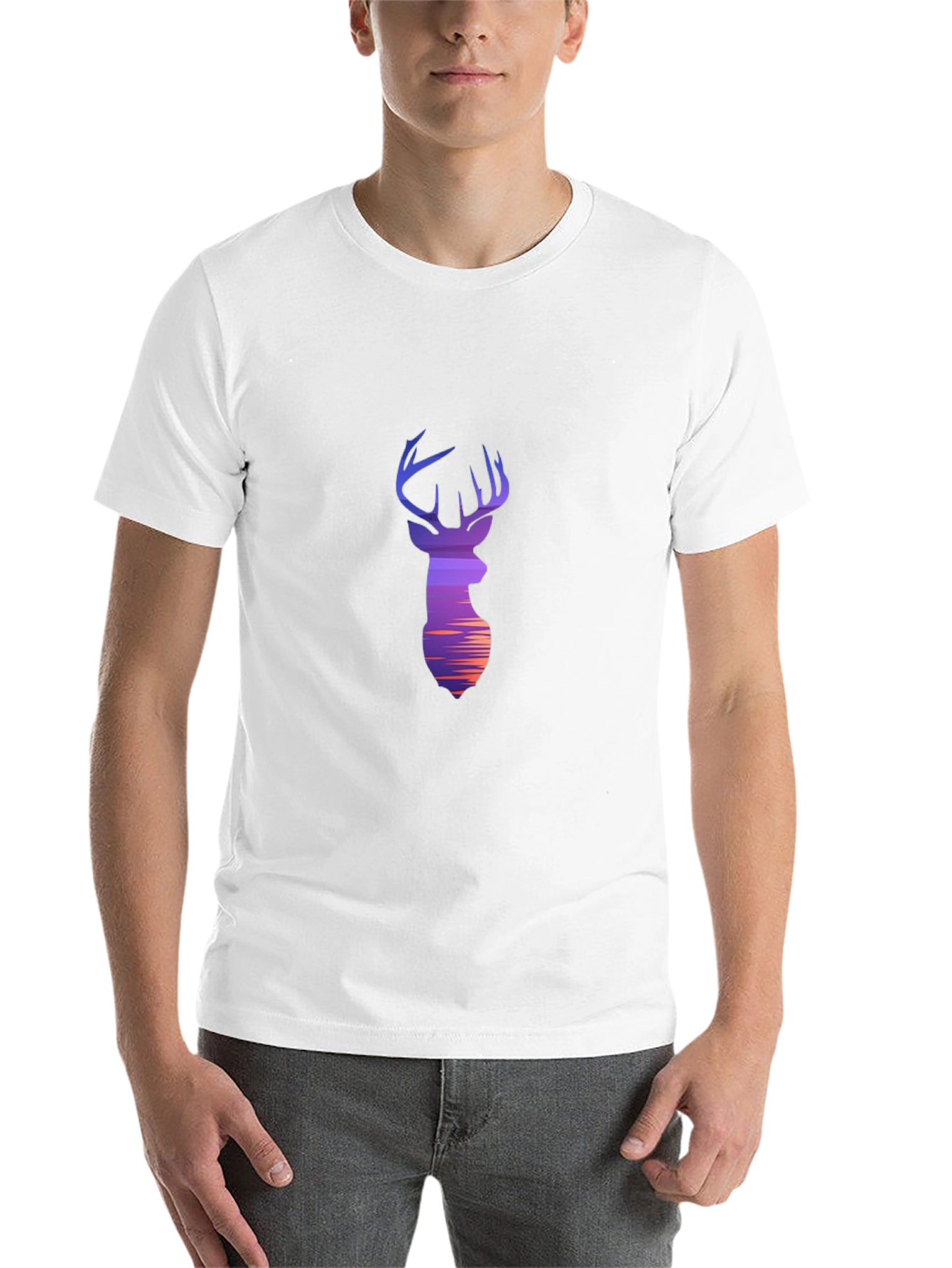 Black Deer Silhouette Graphic Black T-Shirt view 14