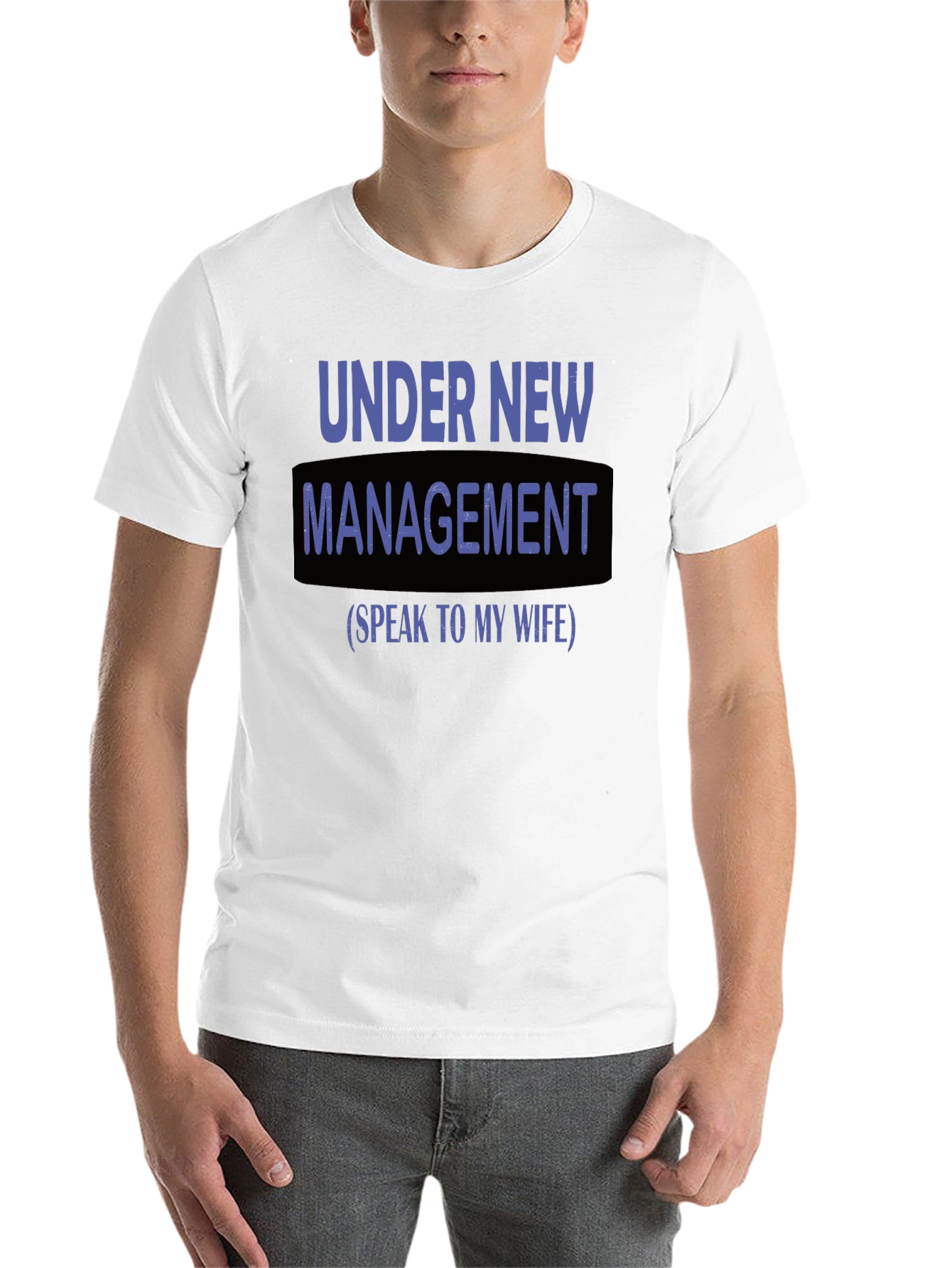Black Under New Management Funny Graphic T-Shirt view 14