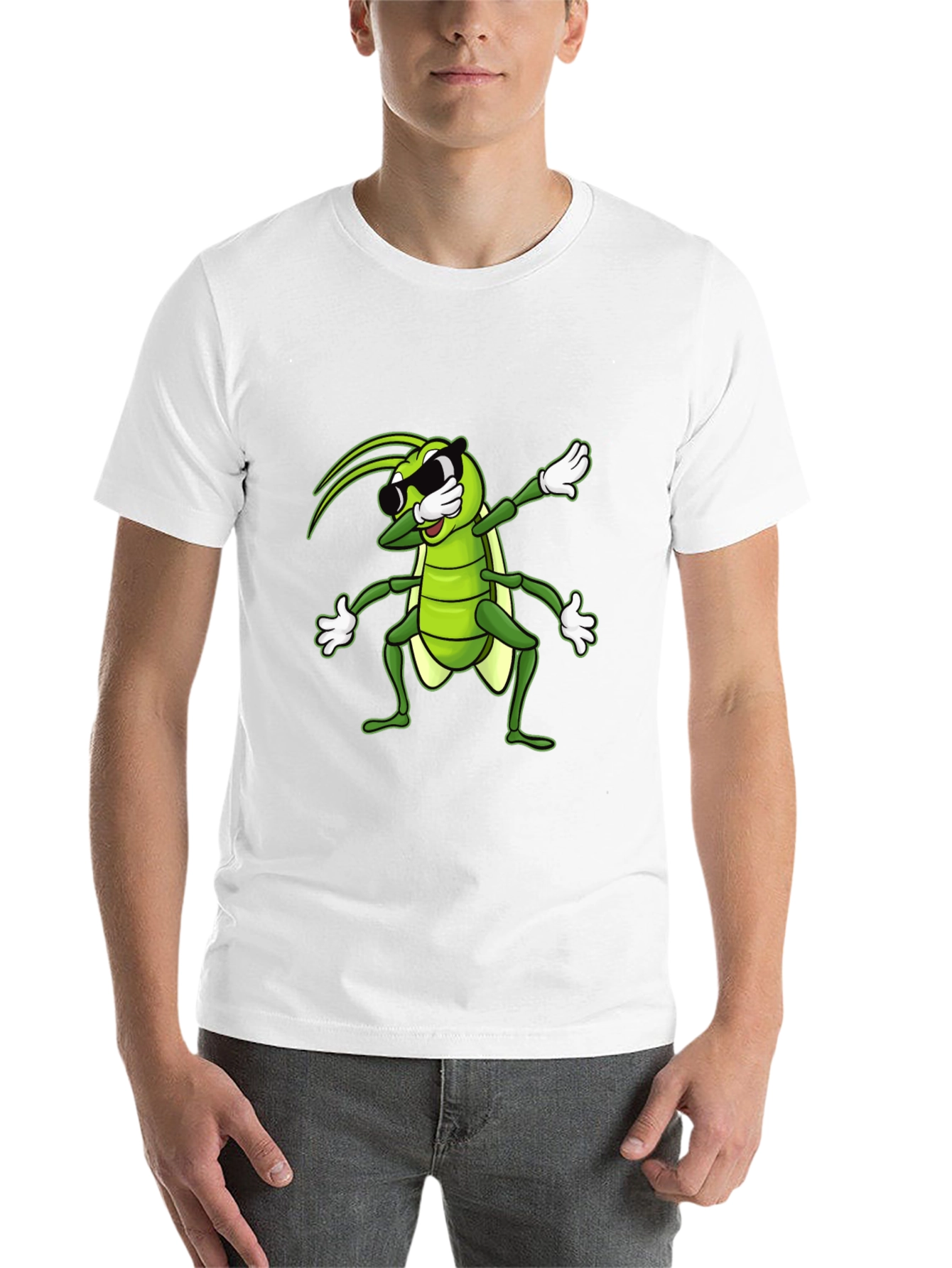 Black Dabbing Grasshopper Graphic Tee - Cool Bug T-Shirt view 14