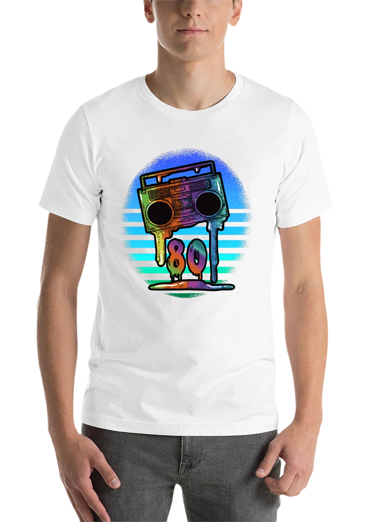 Black Retro 80s Boombox T-Shirt - Meltdown Design view 14