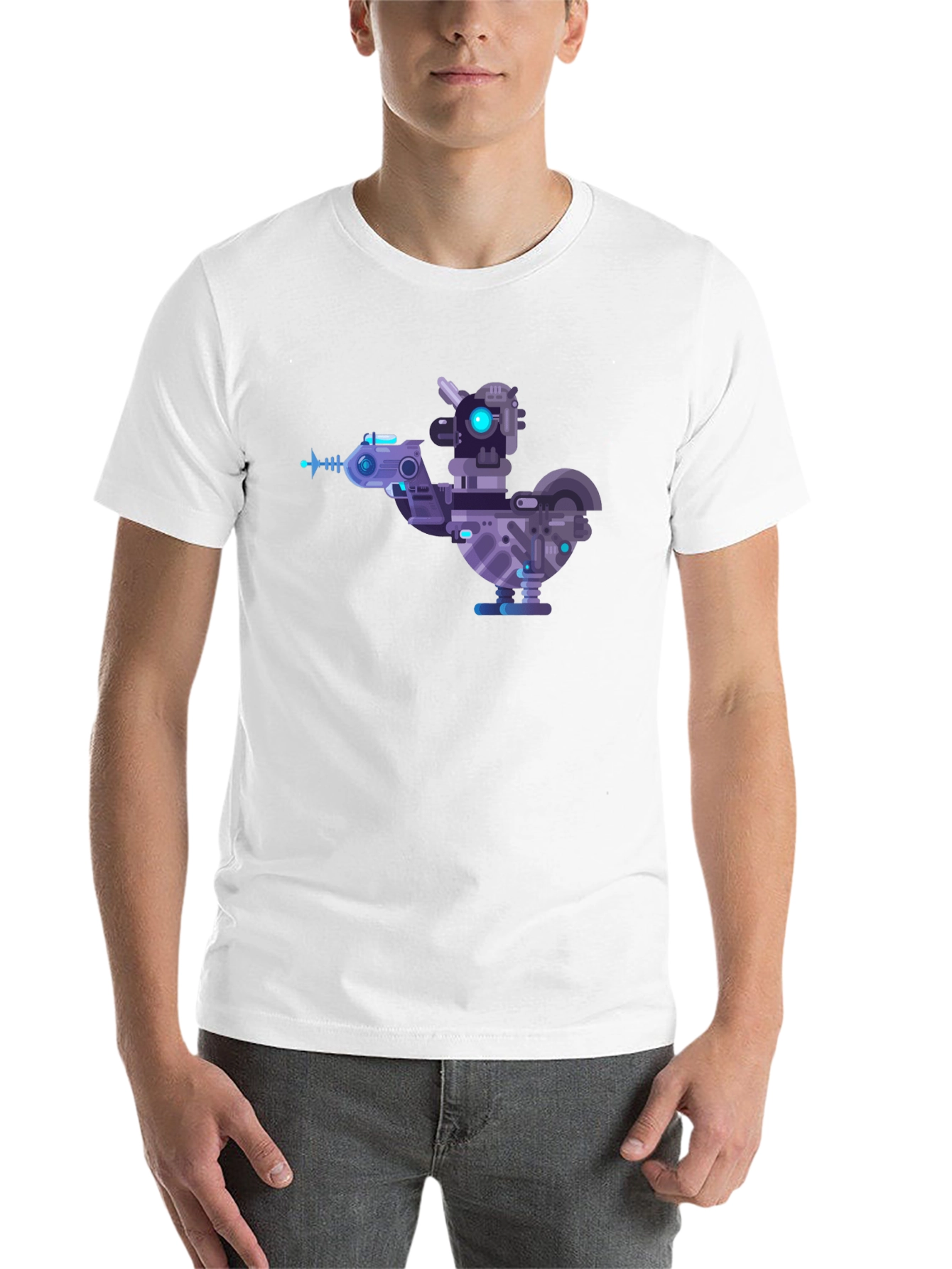 Black Cybernetic Chicken T-Shirt - Futuristic Robotic Bird Tee view 14