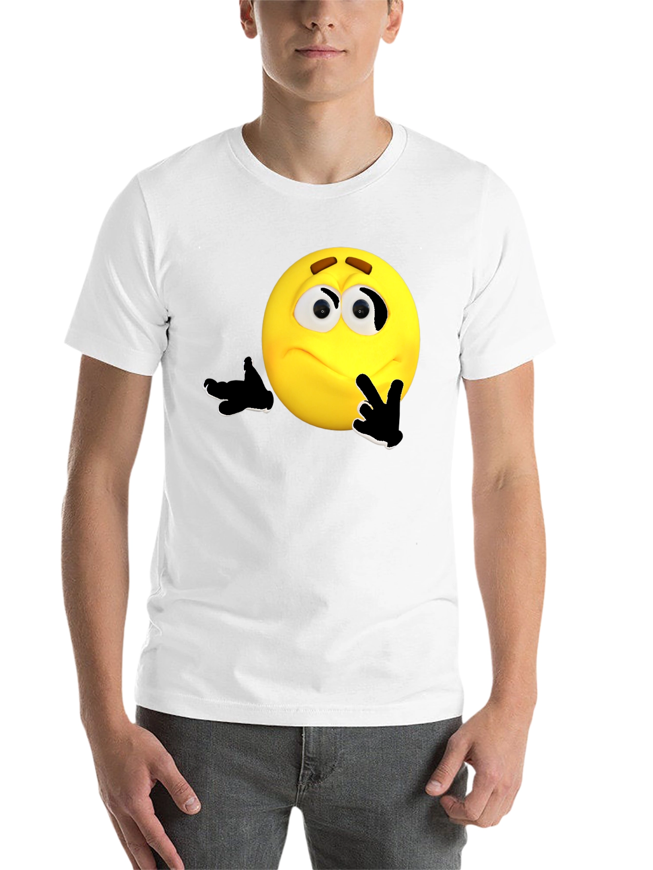 Black Thinking Emoji Graphic T-Shirt view 14