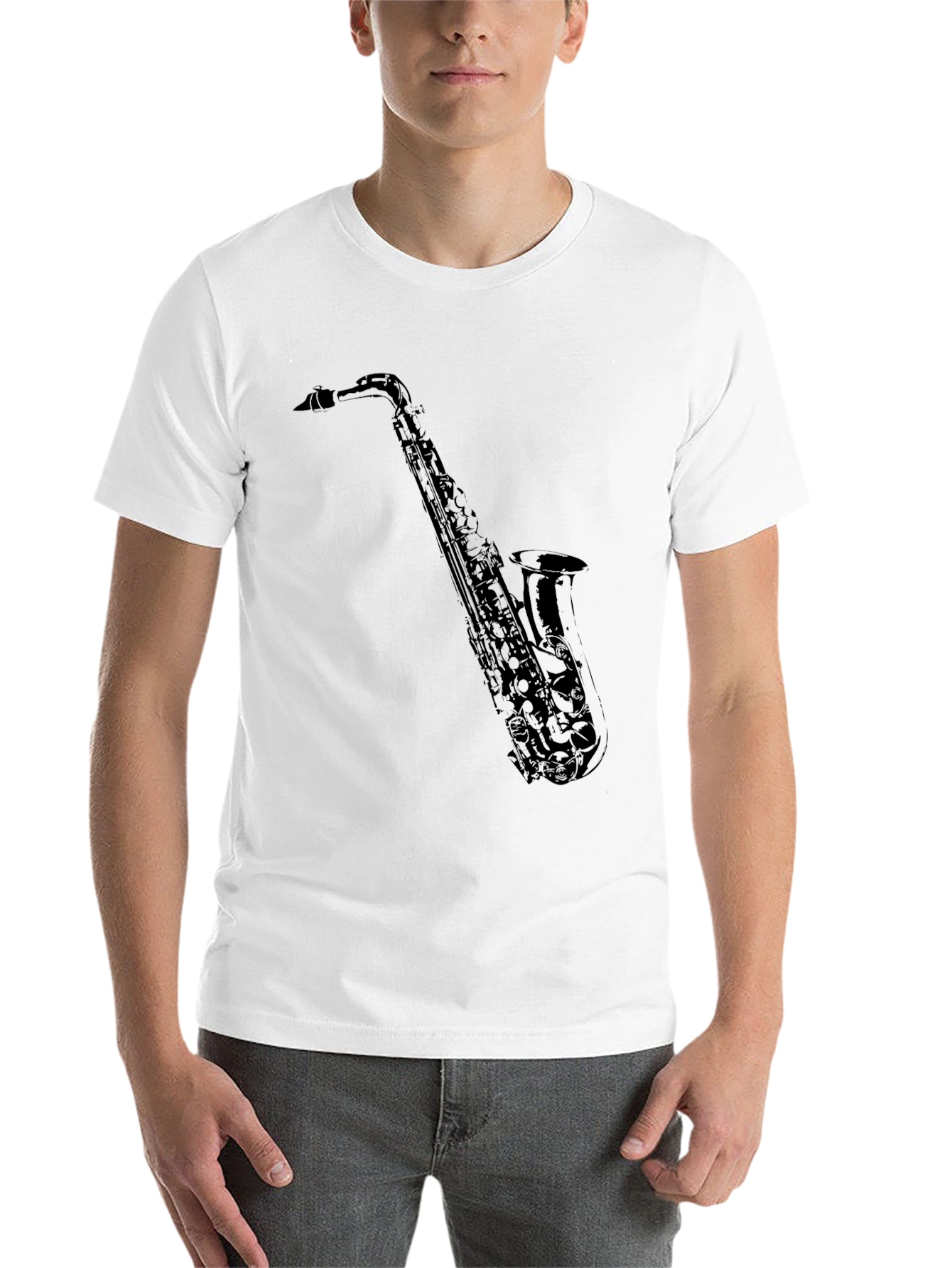 Black Saxophone Graphic Tee - Music Lover T-Shirt view 14