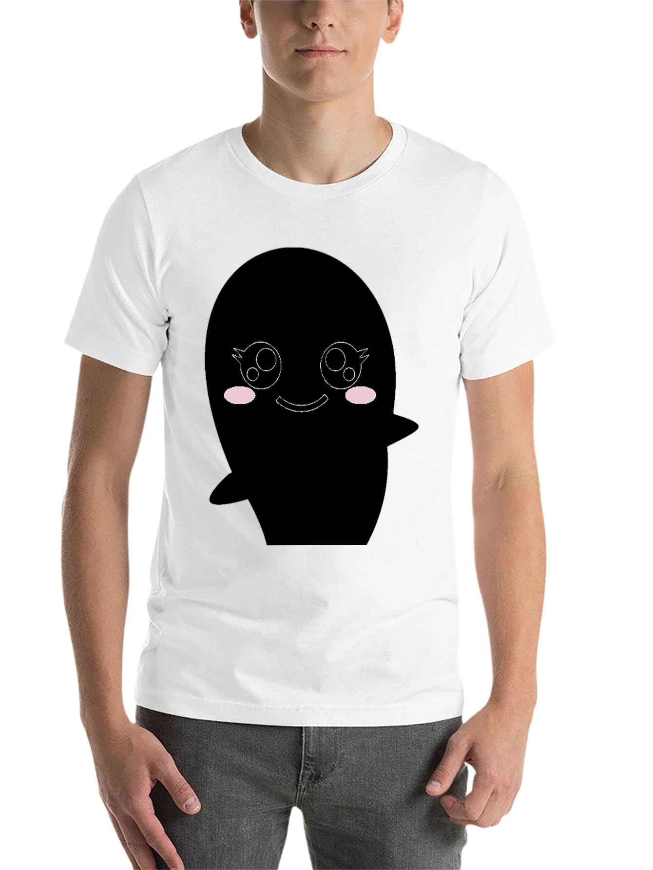 Black Kawaii Ghost Graphic Black T-Shirt view 14
