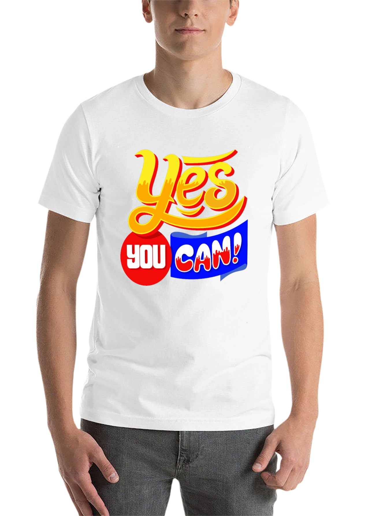 Black Yes You Can! Graphic T-Shirt Motivation Black view 14