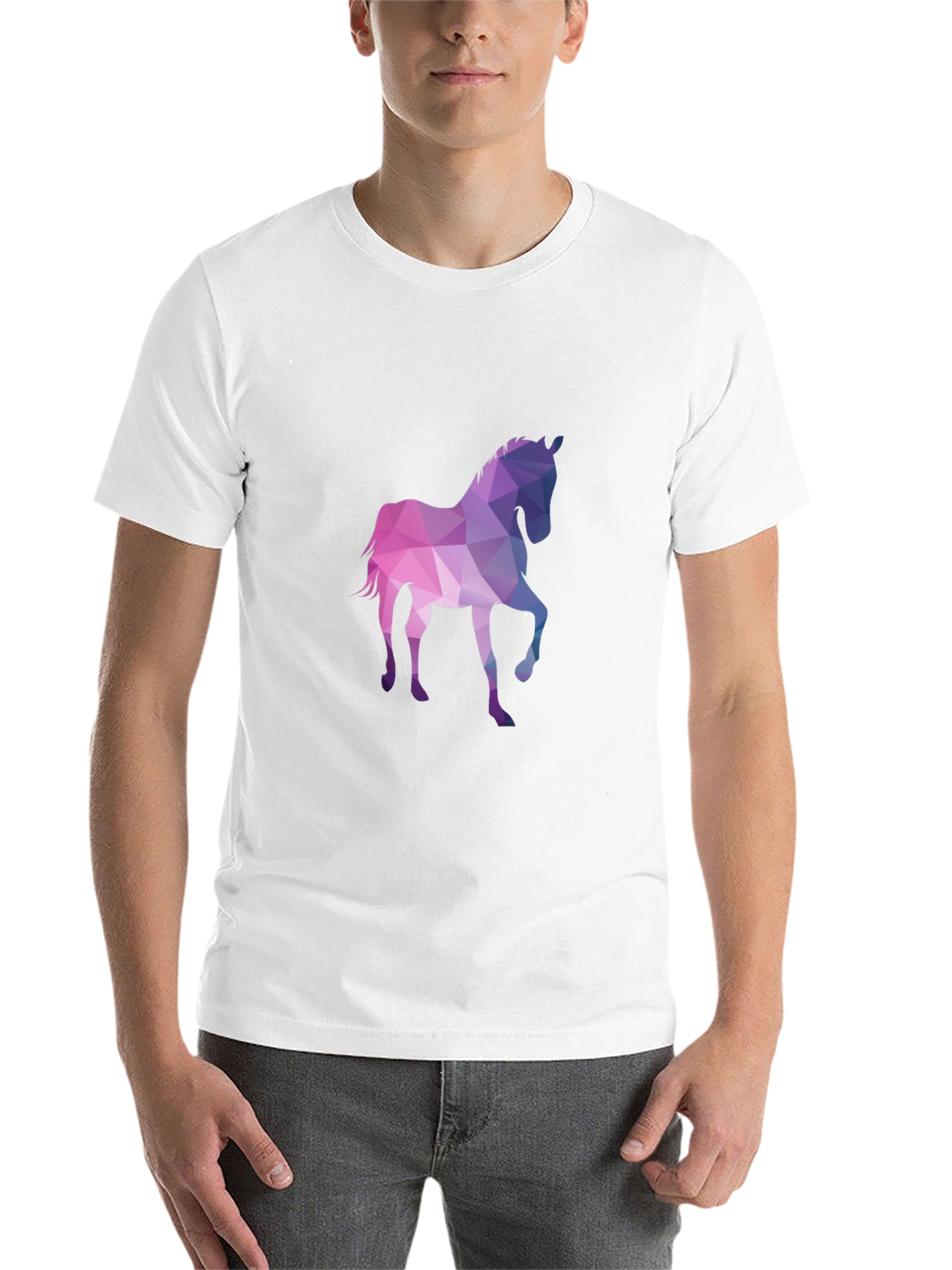 Black Geometric Horse Graphic Tee view 14