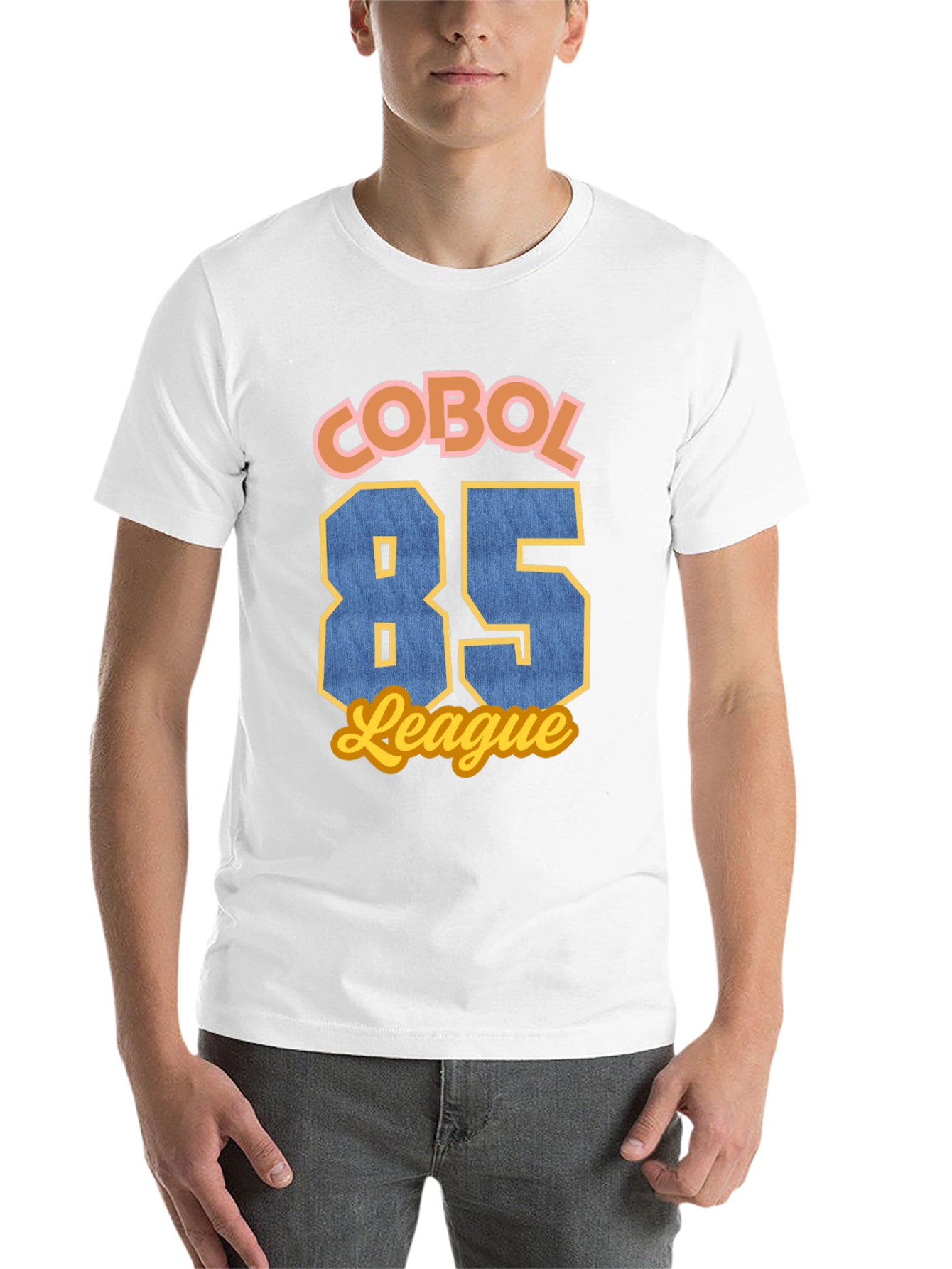 Black COBOL 85 League T-Shirt - Retro Programmer Style view 14