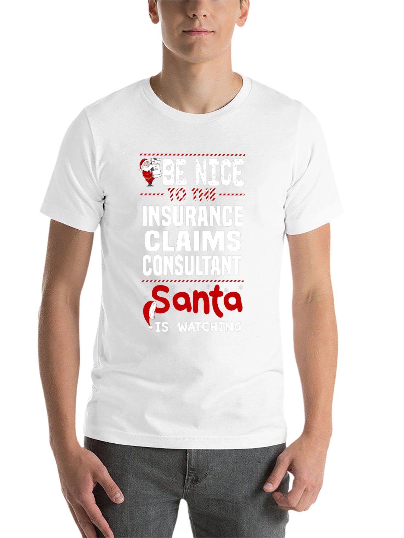 Black Be Nice to the Insurance Claims Consultant Santa T-Shirt view 14