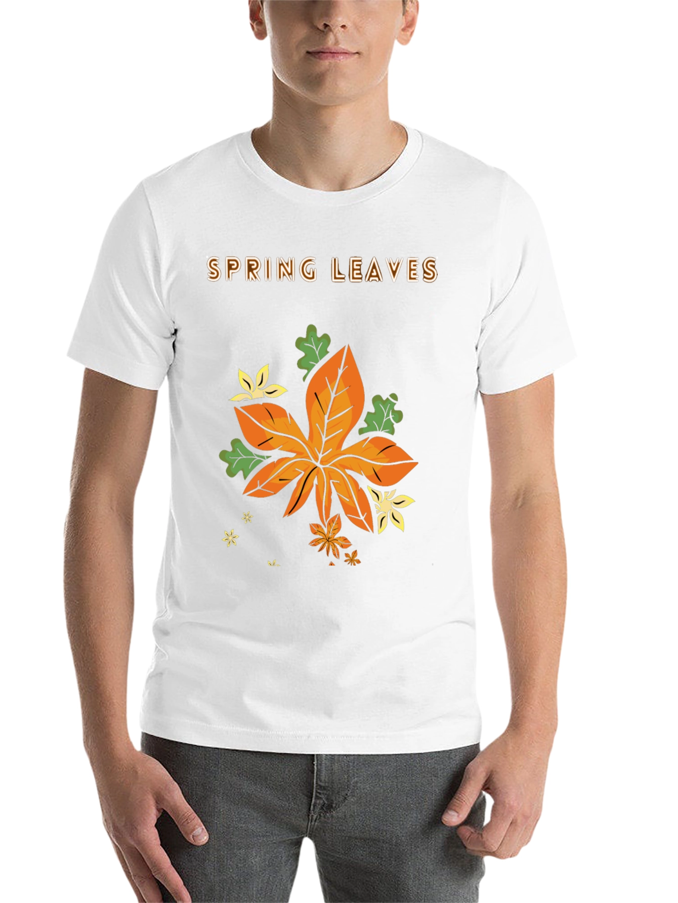 Black Spring Leaves Graphic T-Shirt view 14