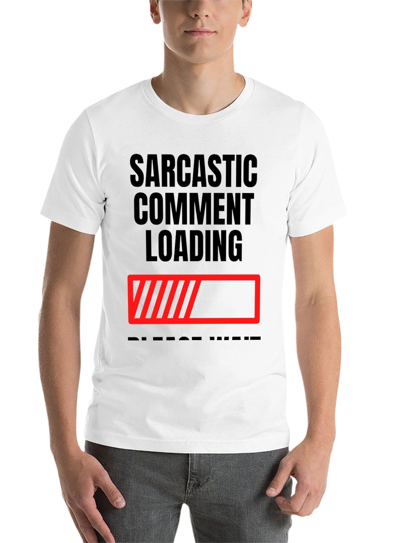 Black Sarcastic Comment Loading T-Shirt - Funny Novelty Tee view 14