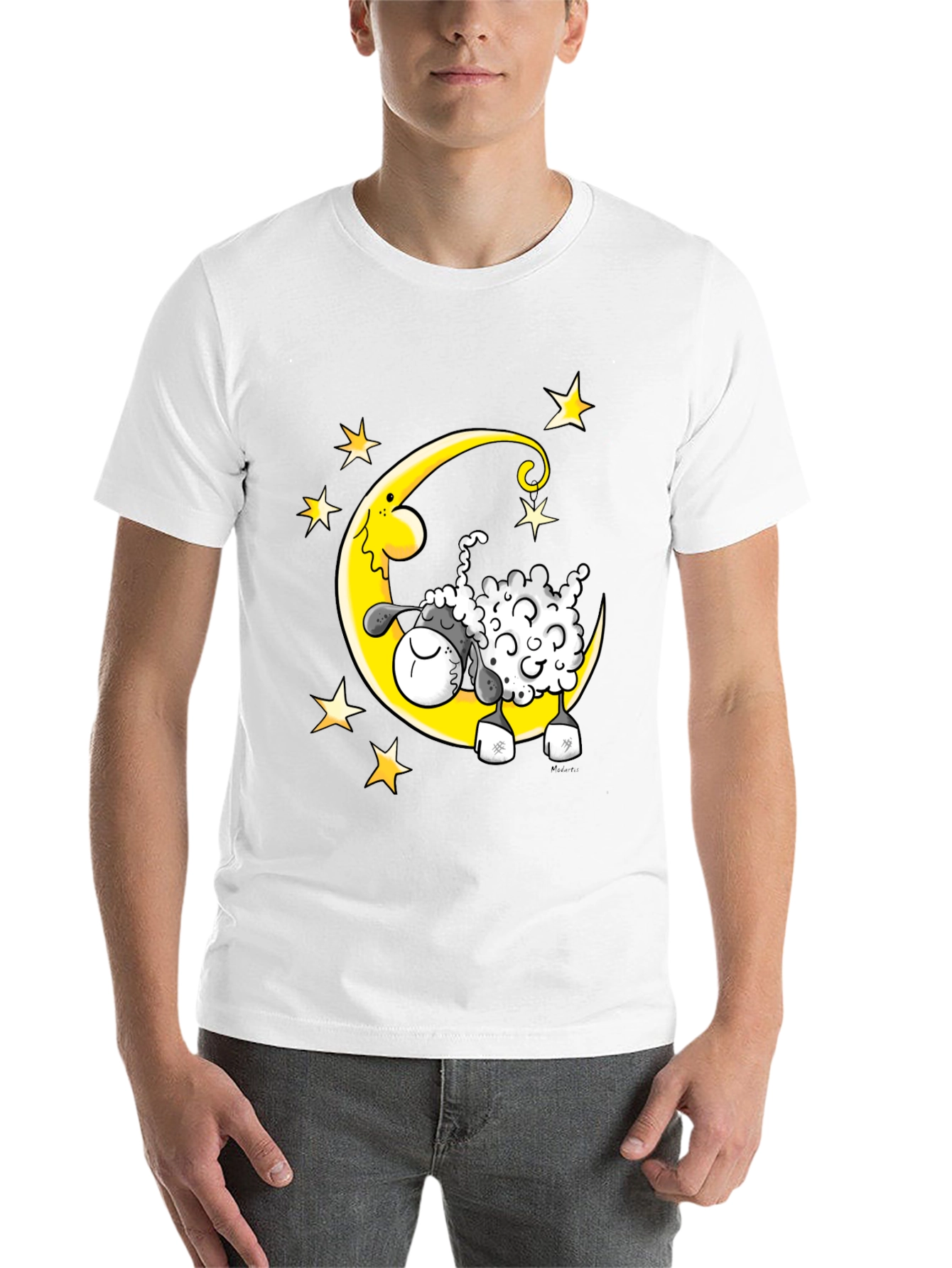Black Dreamy Sheep T-Shirt - Moon and Stars Graphic Tee view 14