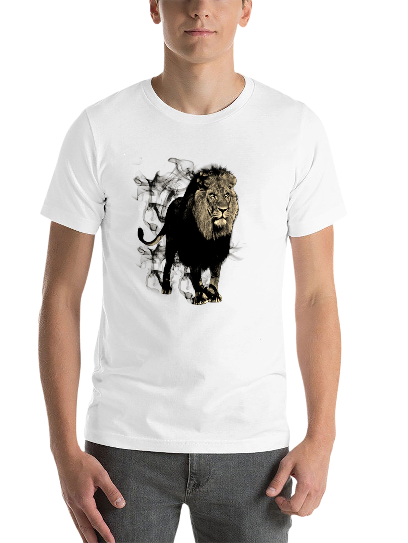 Black Lion Graphic Print Men's Black T-Shirt view 14
