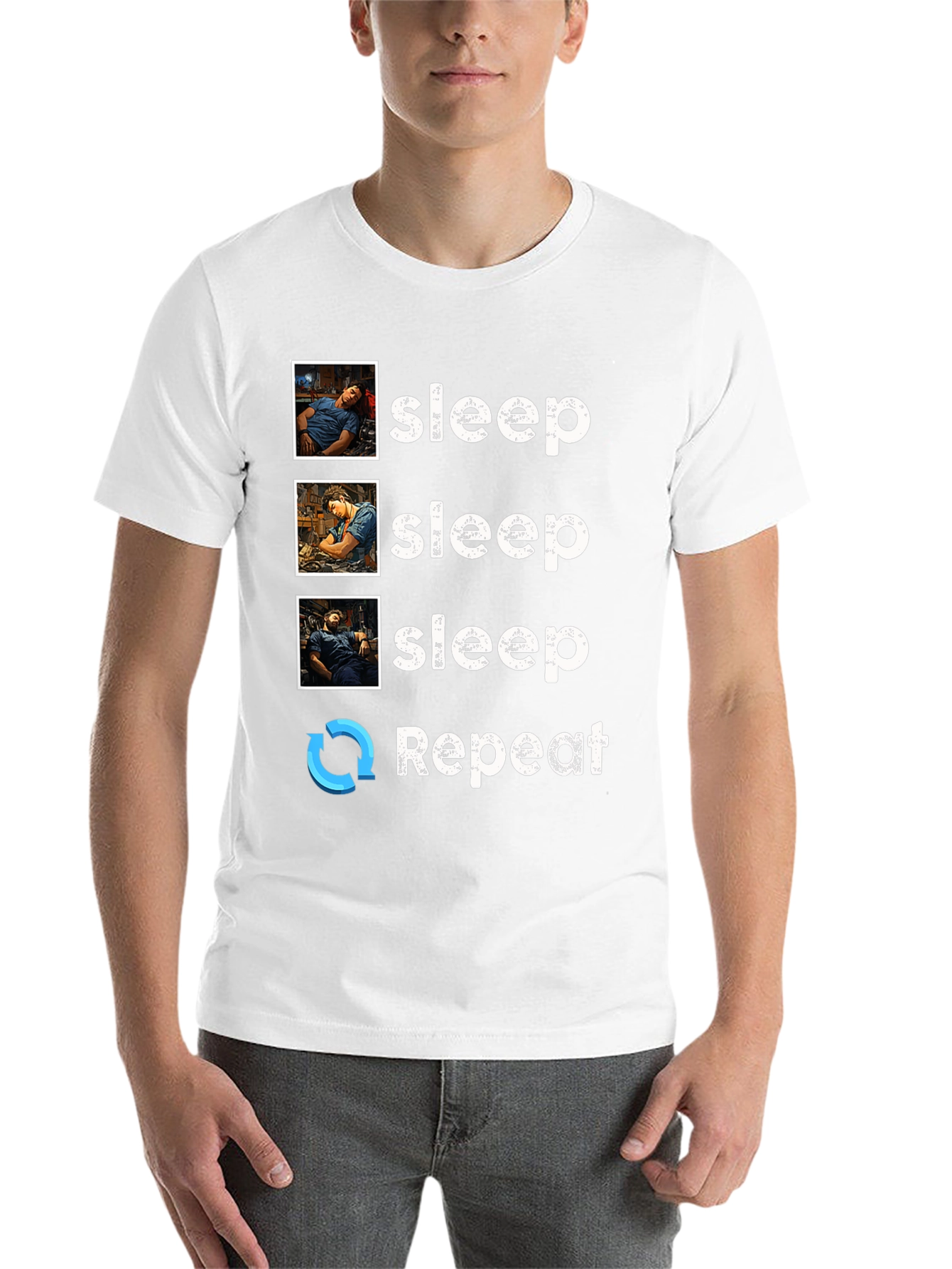 Black Sleep Technician T-Shirt - Sleep Repeat view 14