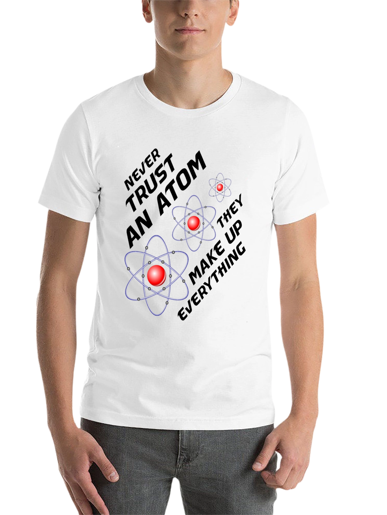 Black Atom Science Joke T-Shirt - Never Trust an Atom view 14