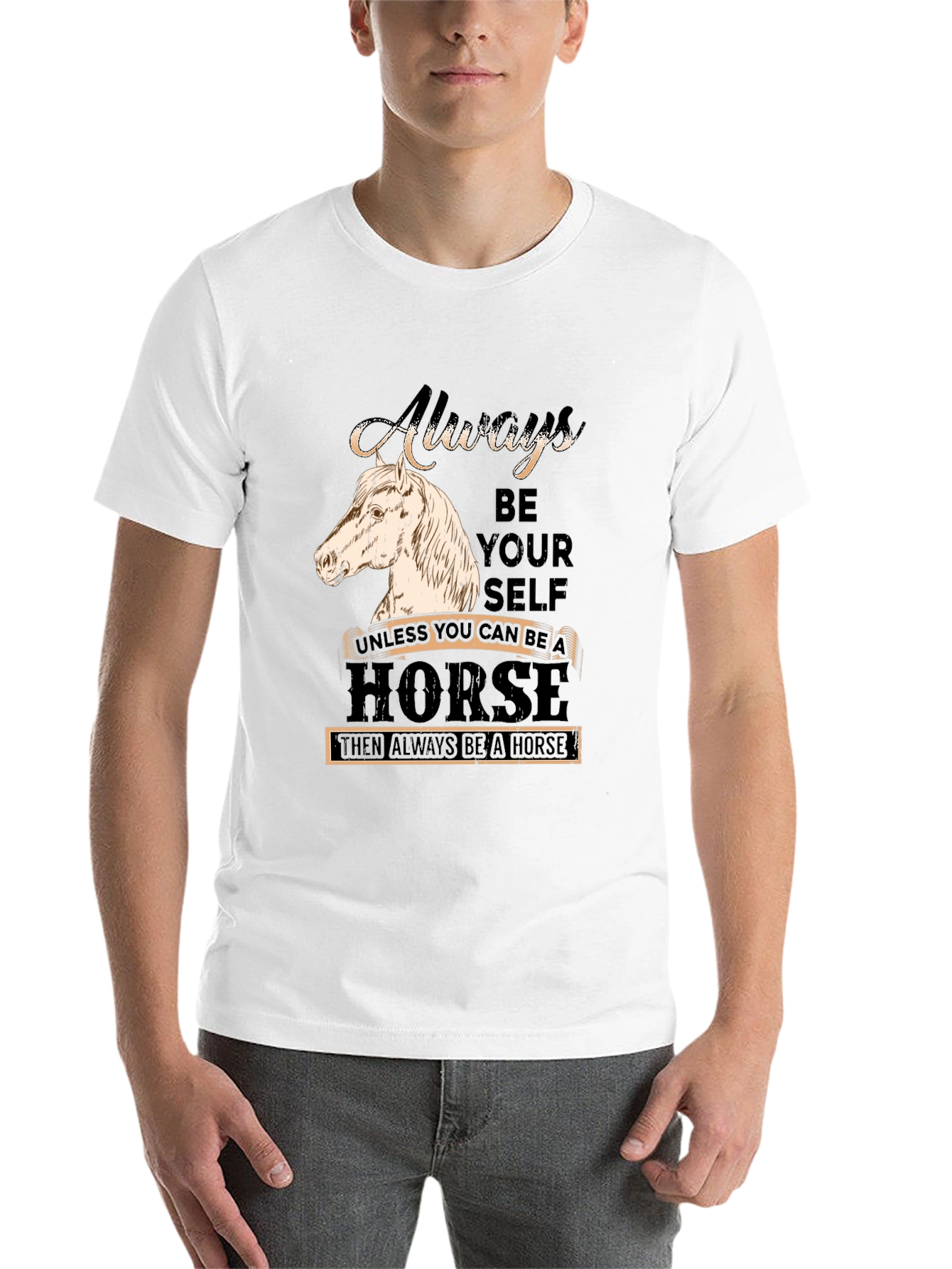 Black Always Be Yourself Horse Graphic T-Shirt view 14