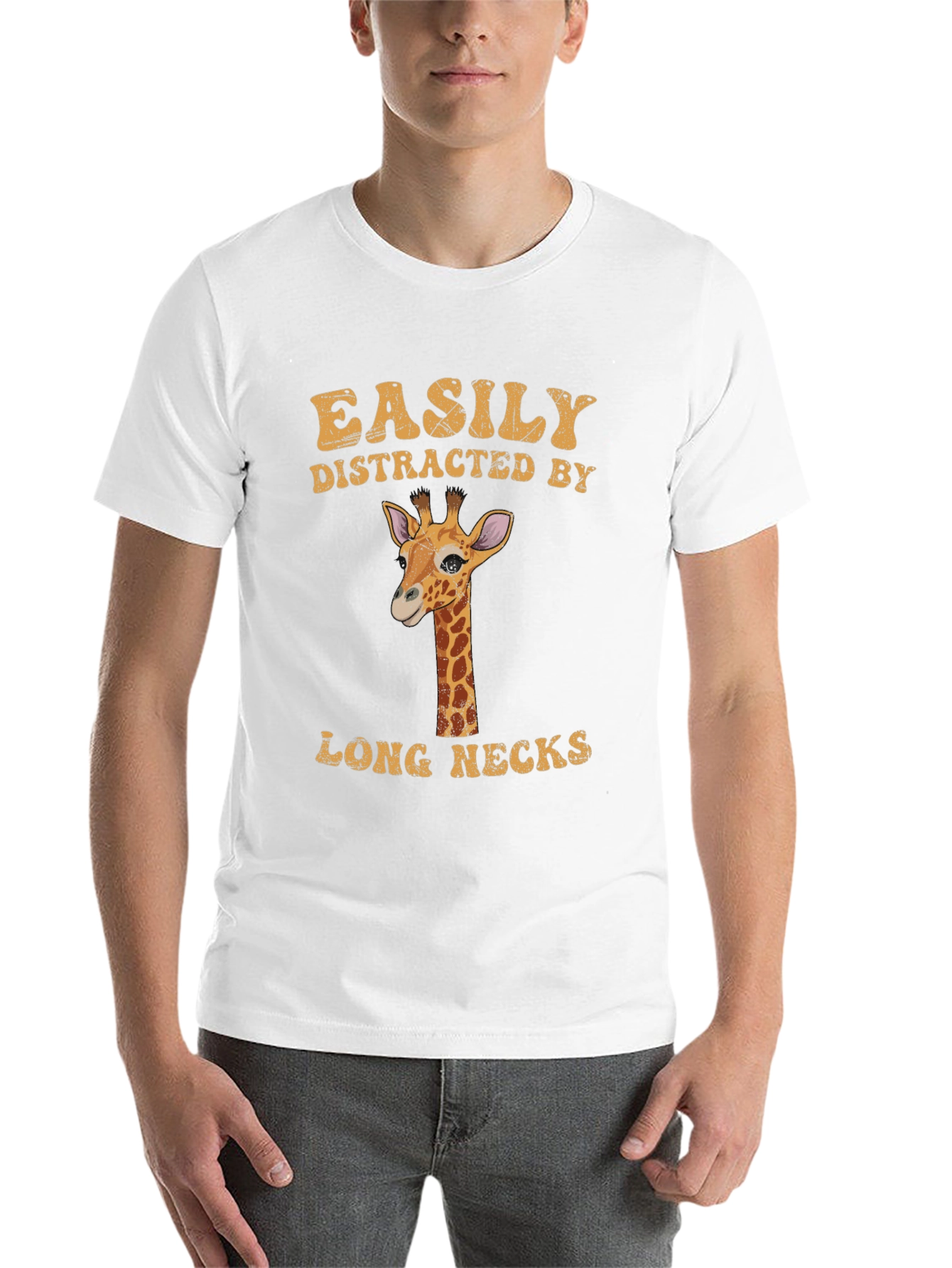 Black Easily Distracted by Long Necks Giraffe T-Shirt view 14