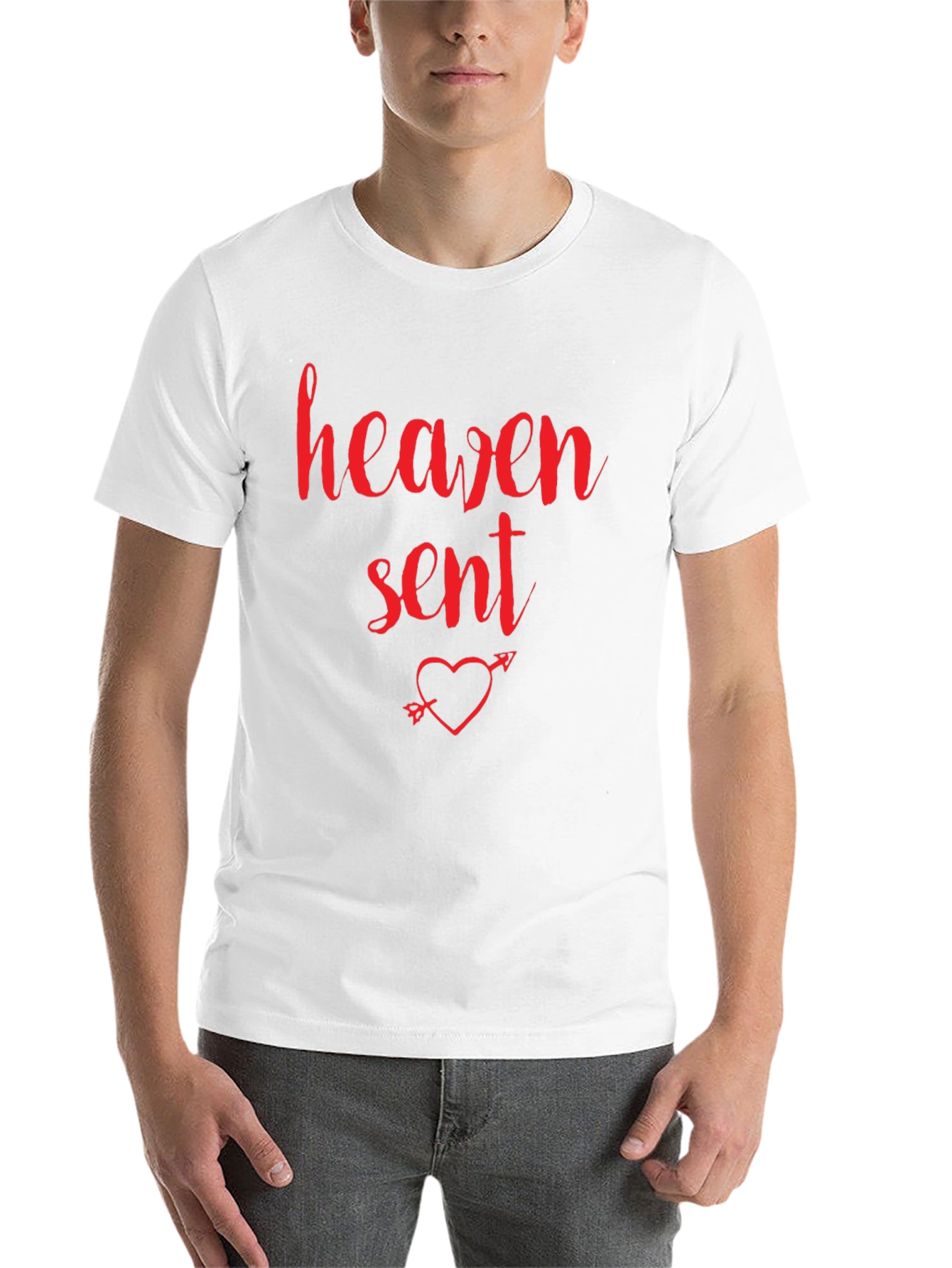Black Heaven Sent Heart T-Shirt - Black Crew Neck Tee view 14