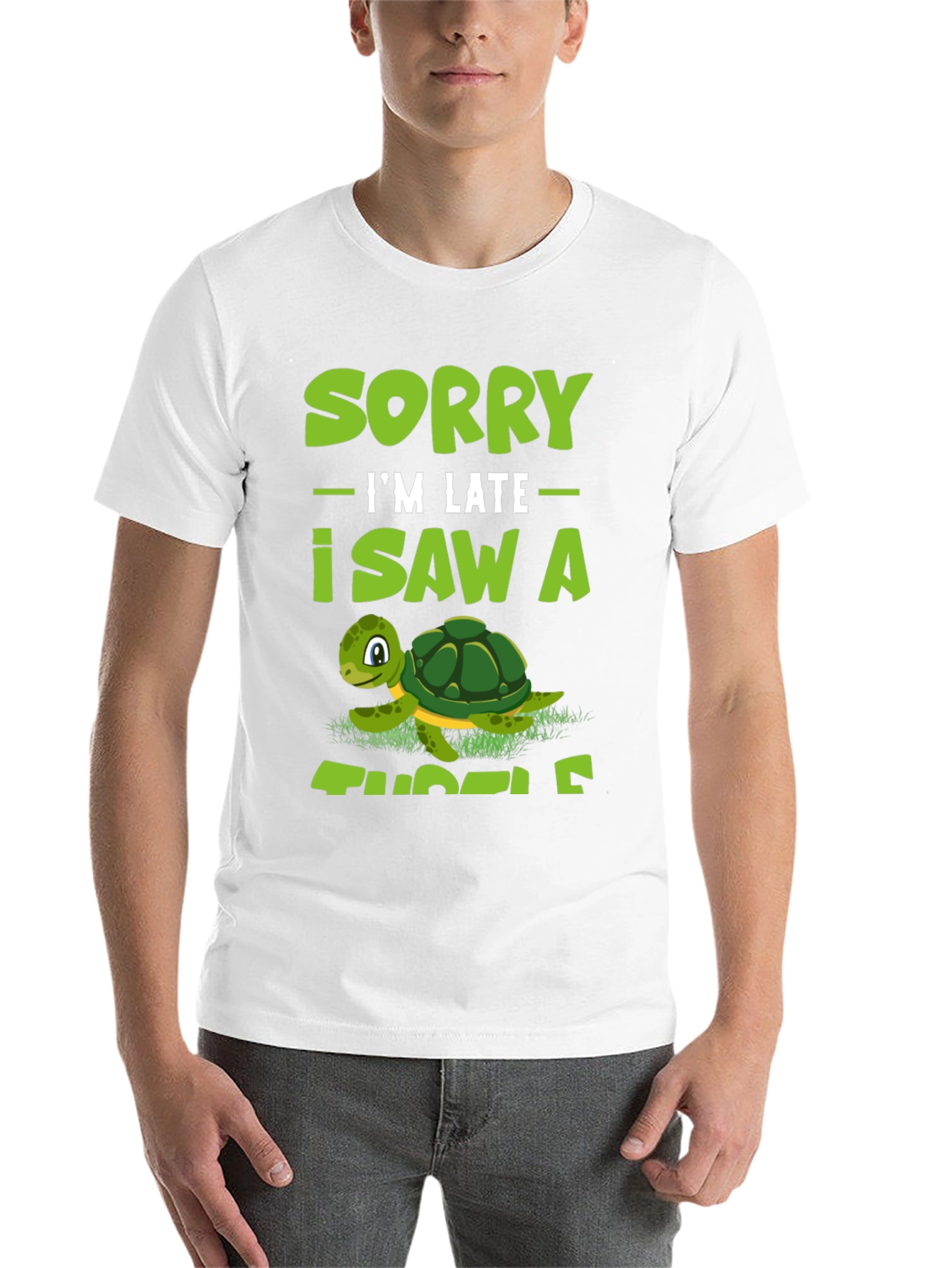 Black Sorry I'm Late I Saw A Turtle T-Shirt view 14