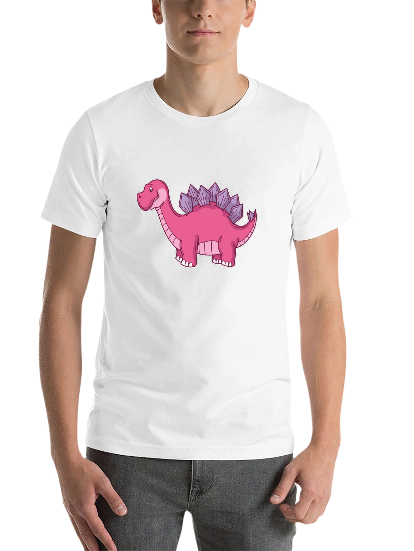Black Dino T-Shirt - Pink Stegosaurus Graphic Tee view 14