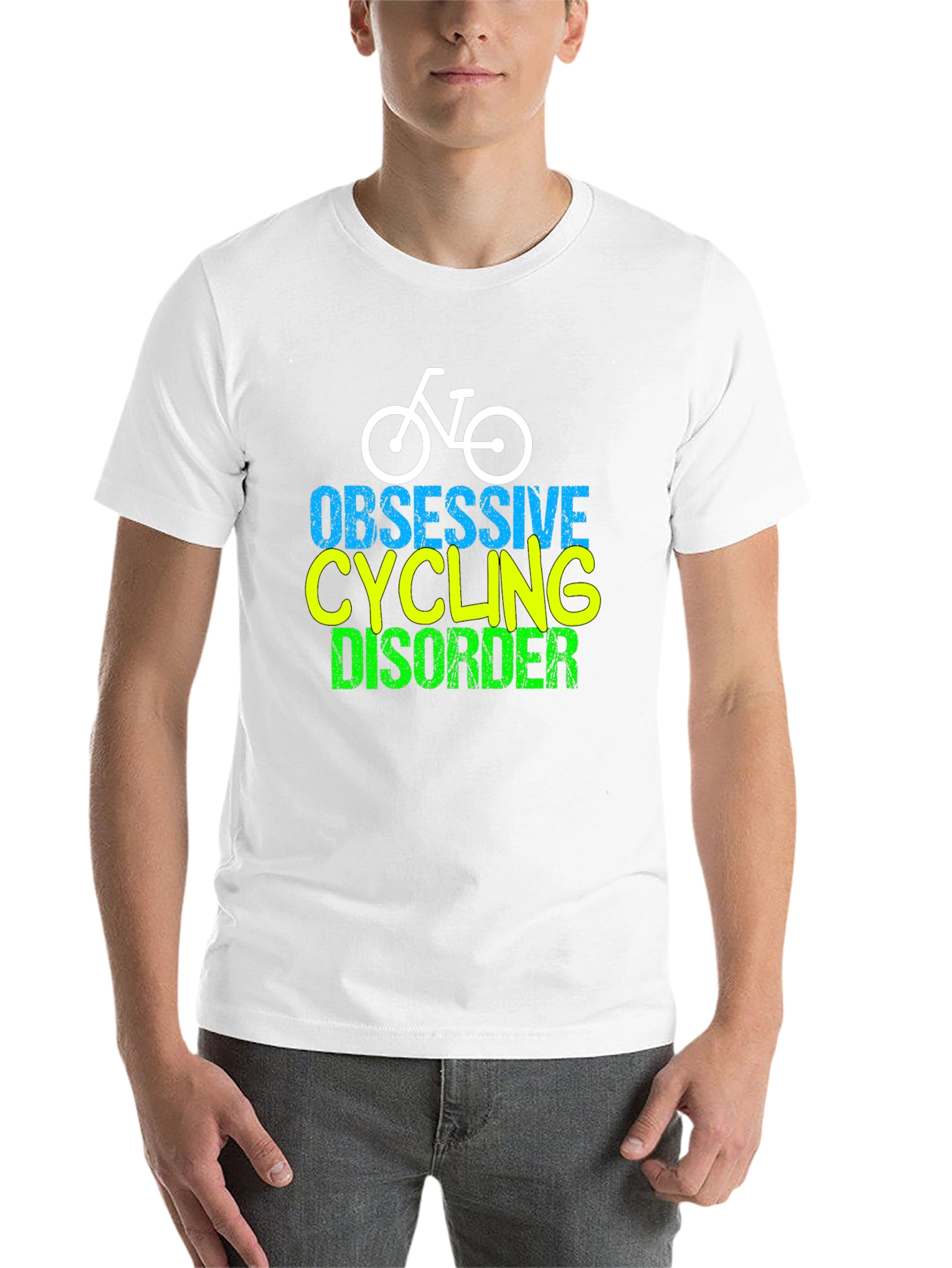 Black Obsessive Cycling Disorder Graphic T-Shirt view 14