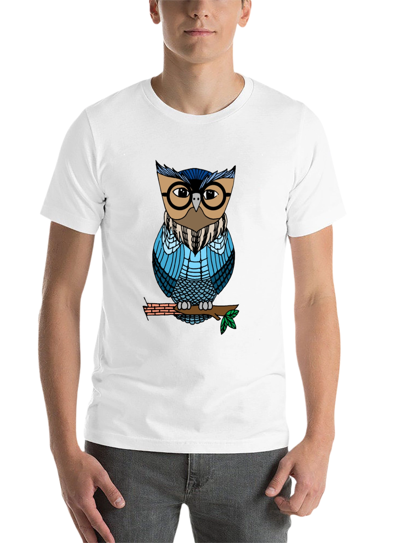 Black Cool Owl Graphic Tee - Unisex Black T-Shirt view 14