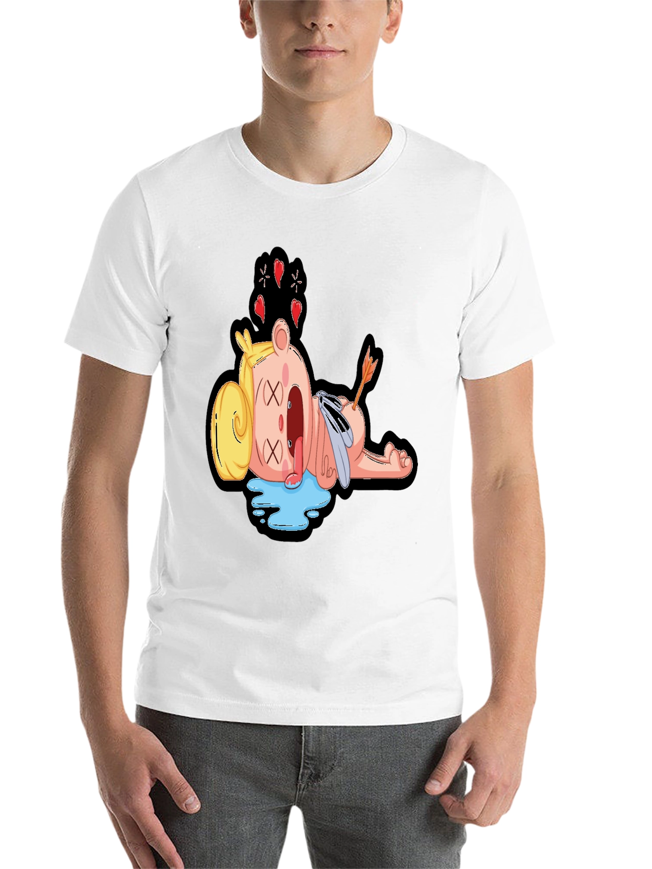 Black Cartoon Dead Bear T-Shirt - Mens Black Graphic Tee view 14