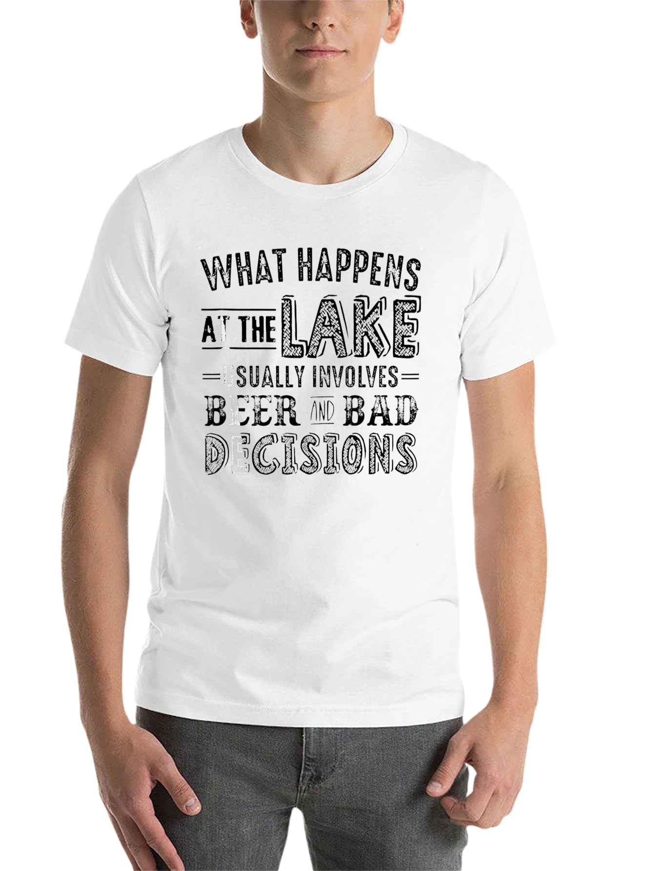 Black What Happens at the Lake T-Shirt view 14