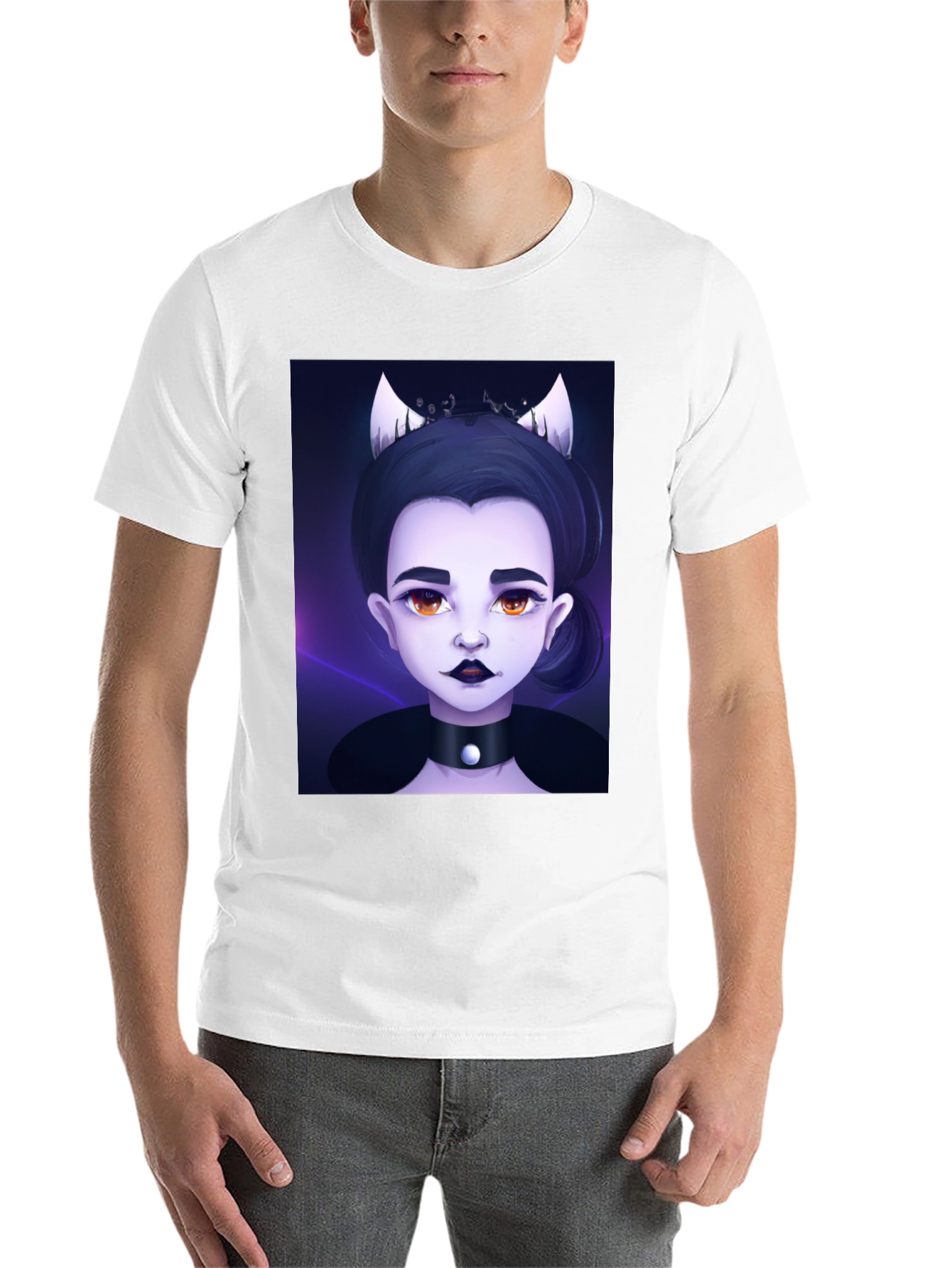 Black Gothic Cartoon Girl Black T-Shirt view 14