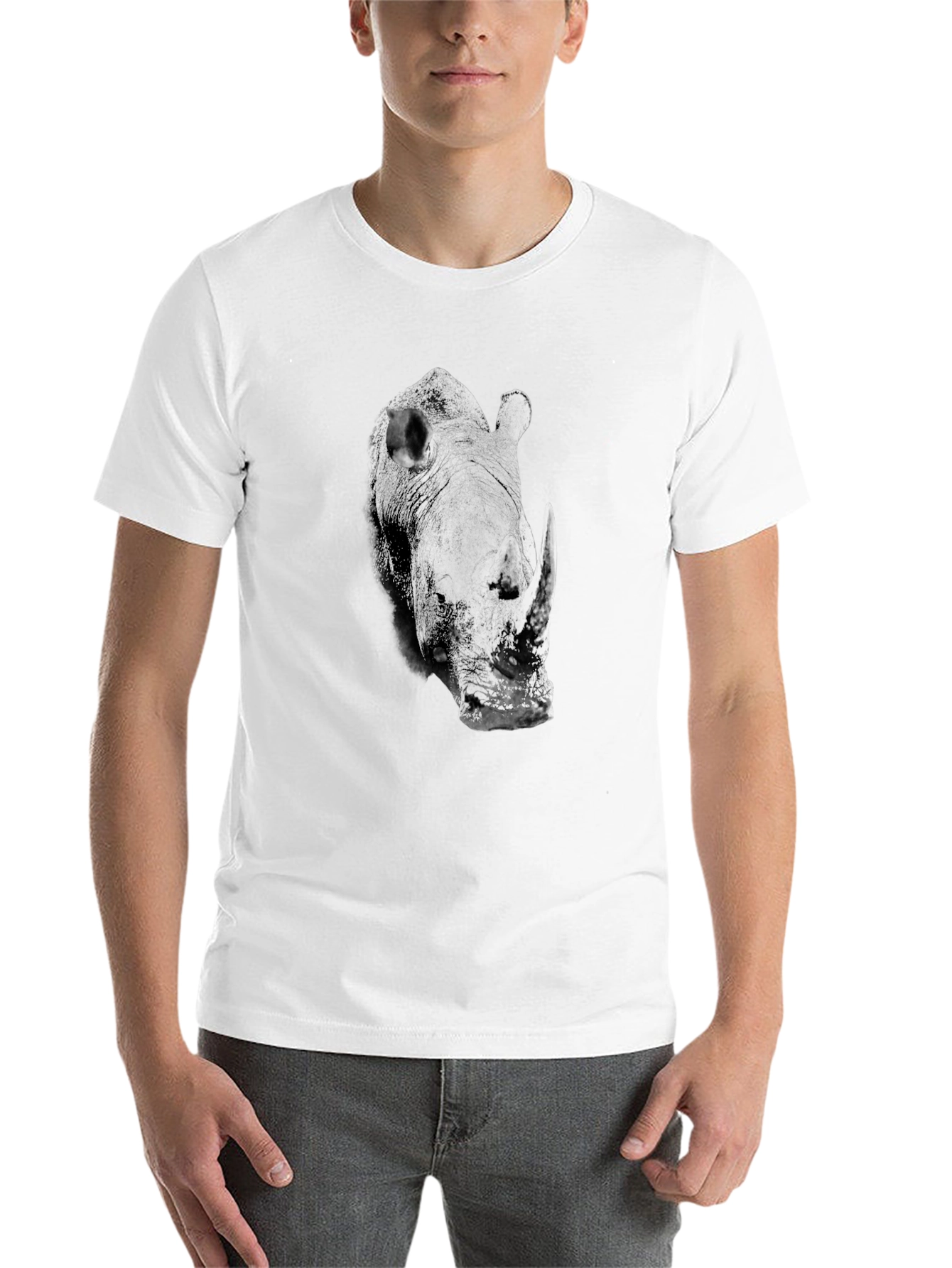 Black Black Rhino Graphic Tee - Unique Animal Design view 14