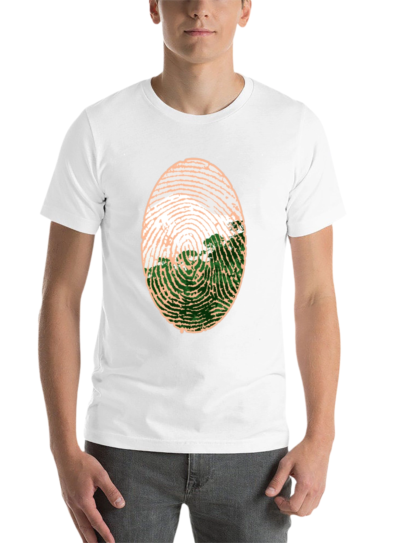 Black Unique Fingerprint Landscape Graphic Tee view 14