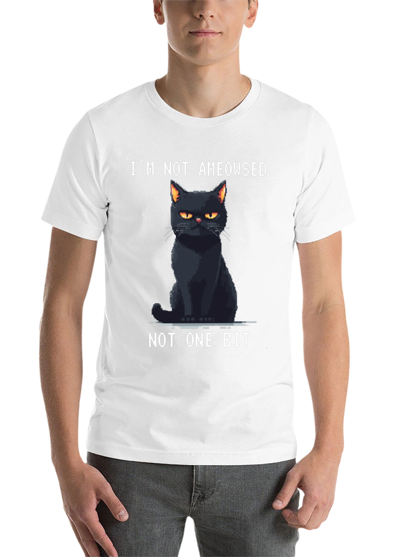 Black I'm Not Ameowsed Black Cat T-Shirt view 14