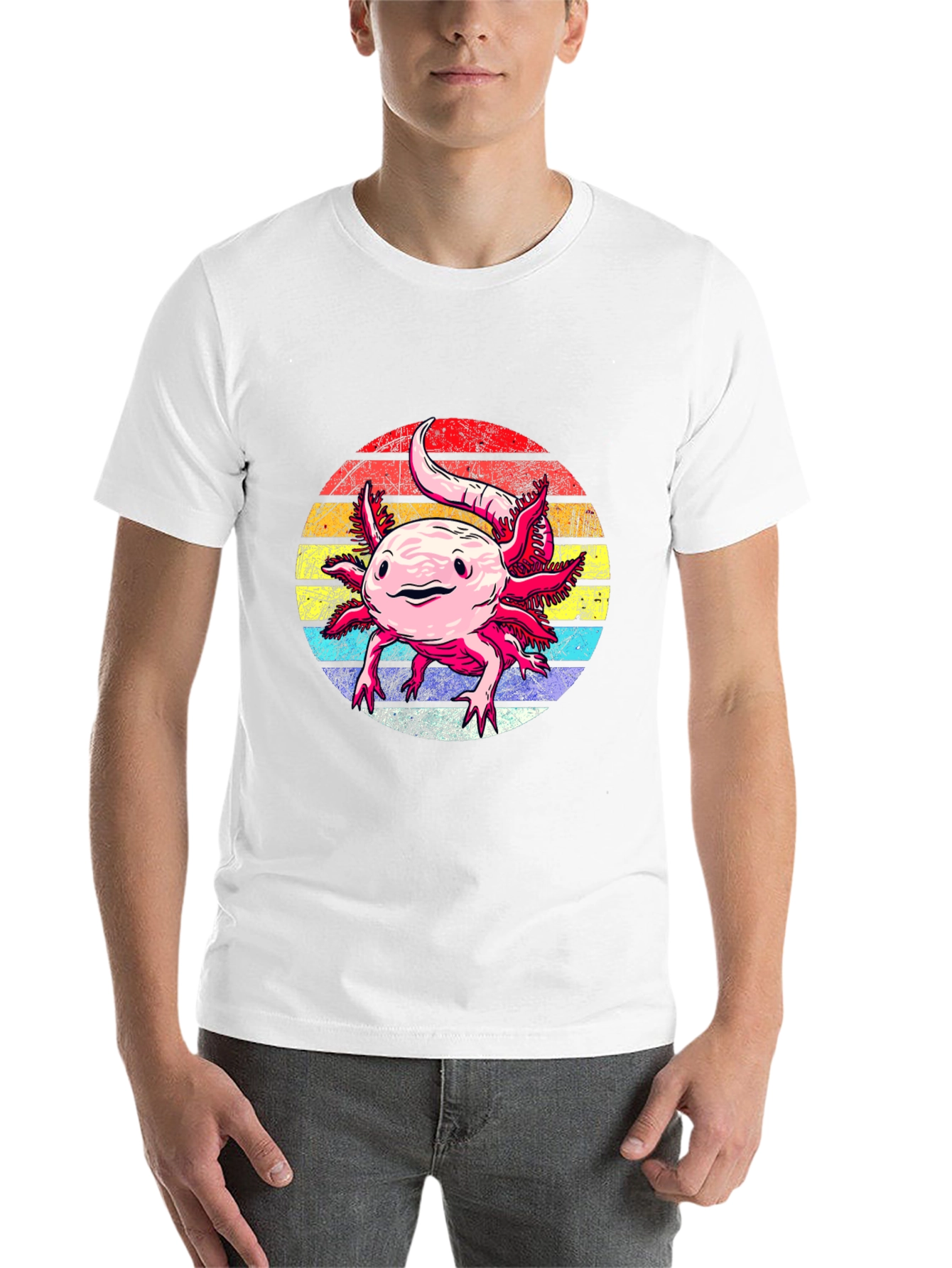 Black Axolotl Retro Sunset Graphic Tee view 14