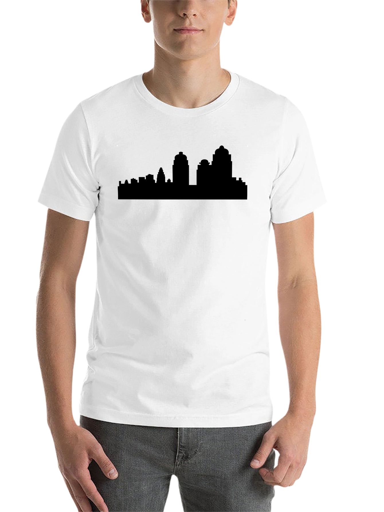 Black Cityscape Silhouette Black T-Shirt view 14