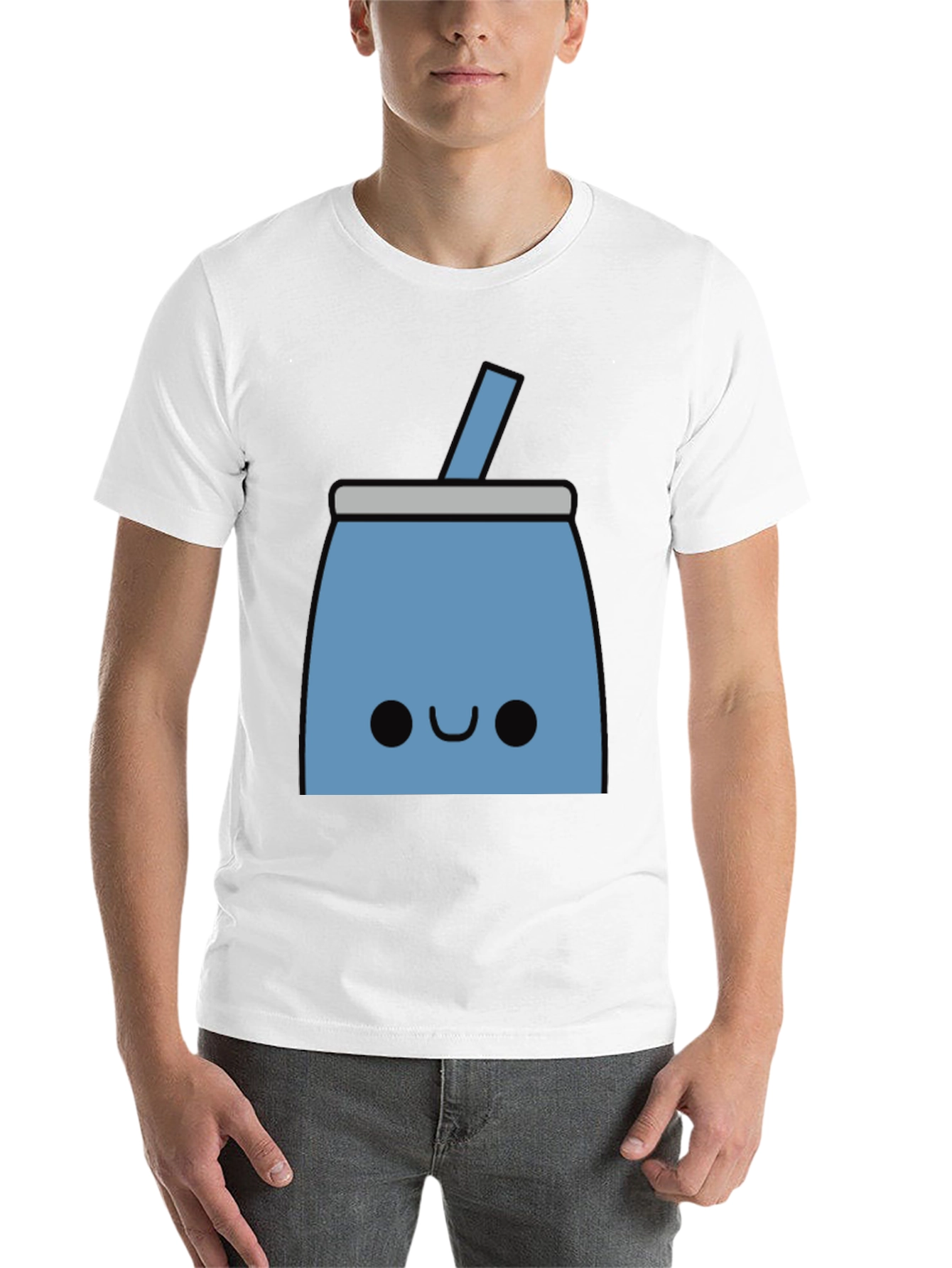 Black Cute Blue Drink Black T-Shirt view 14