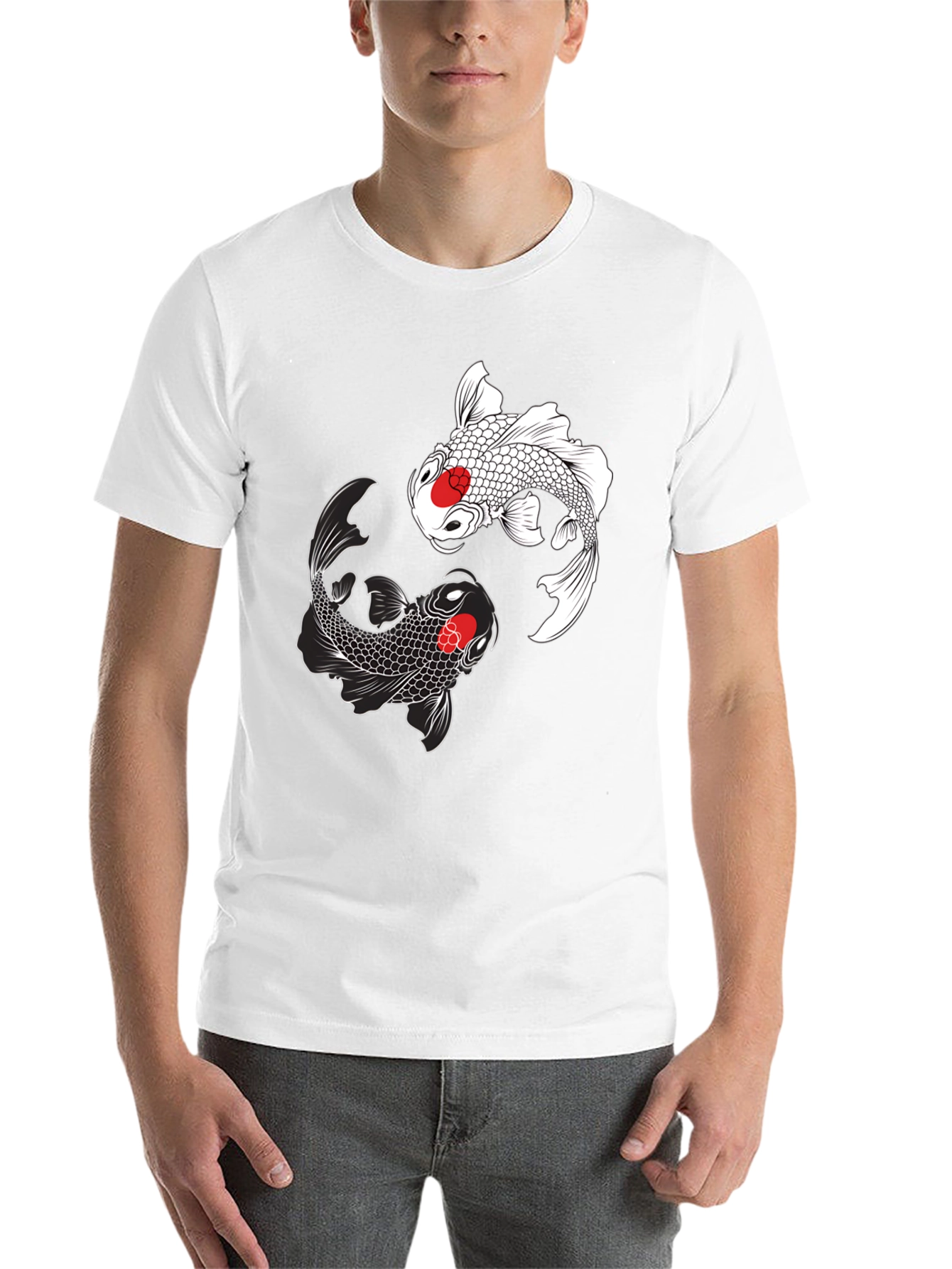Black Koi Fish Yin Yang Graphic Tee - Black view 14
