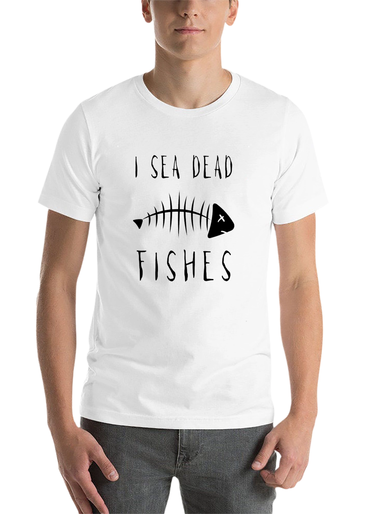 Black I Sea Dead Fishes Graphic T-Shirt - Men's Black Crew Neck view 14