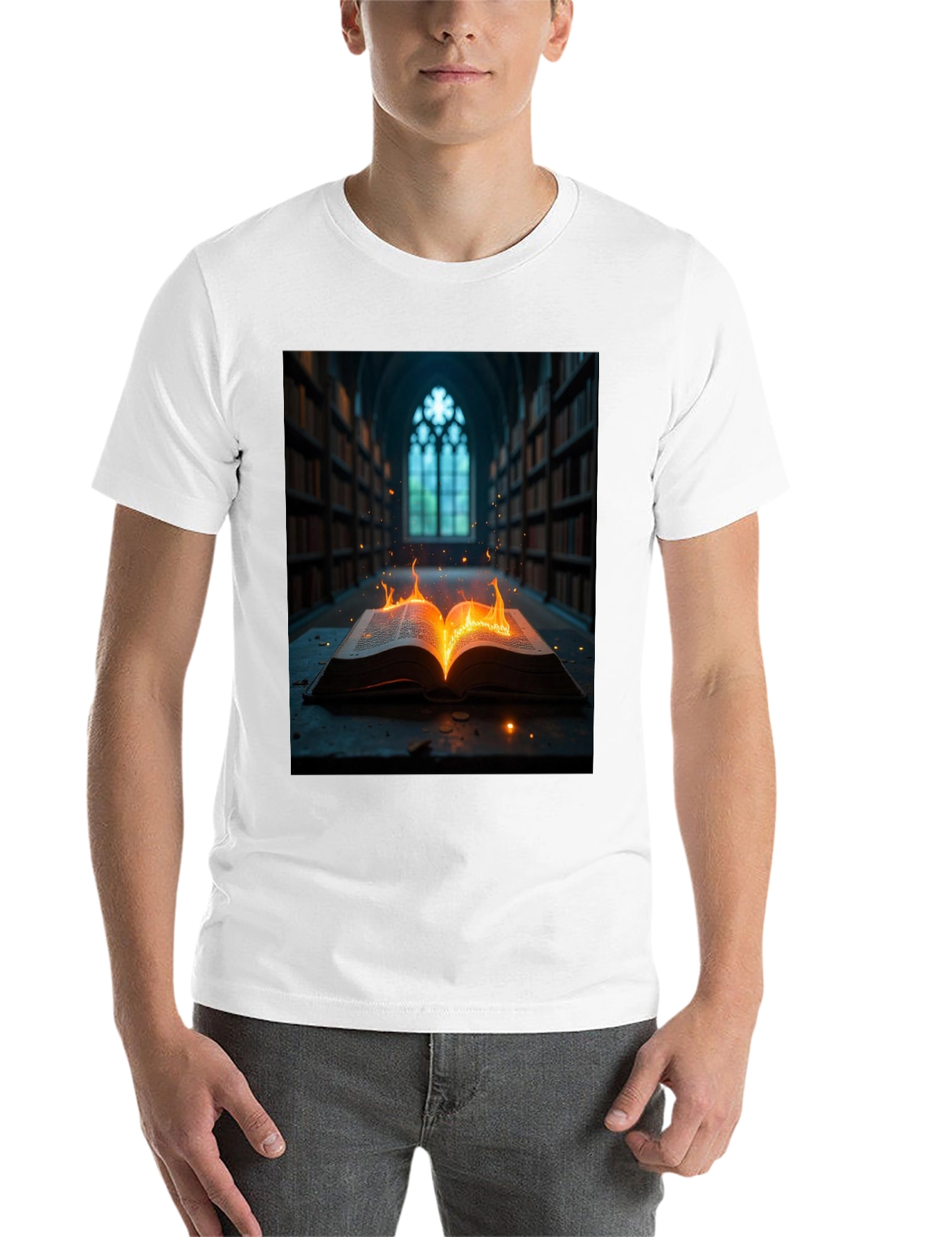 Black Mystical Burning Book Graphic Tee view 14
