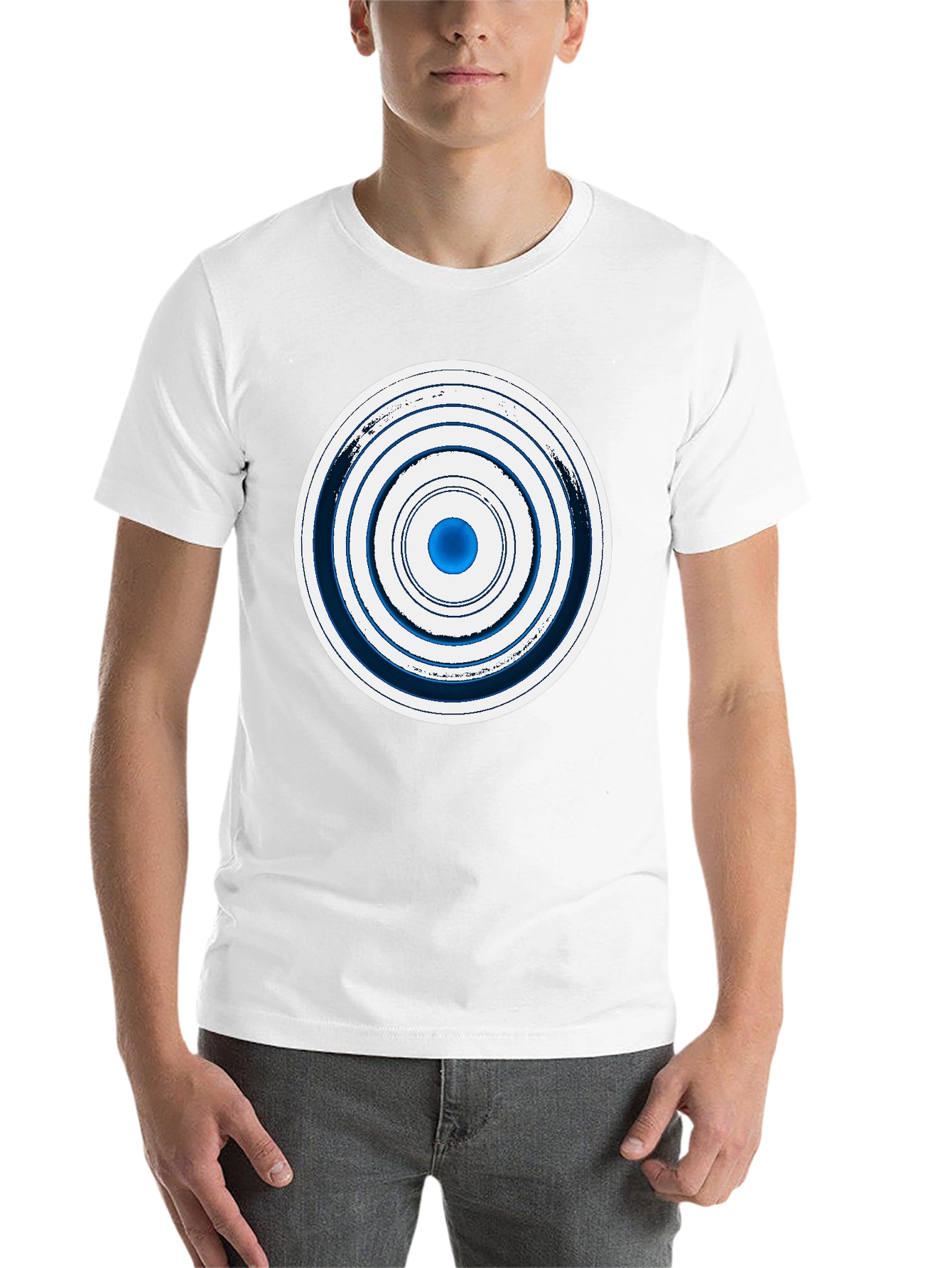 Geometric Circle Graphic Tee - Stylish Men's Black T-Shirt - 14
