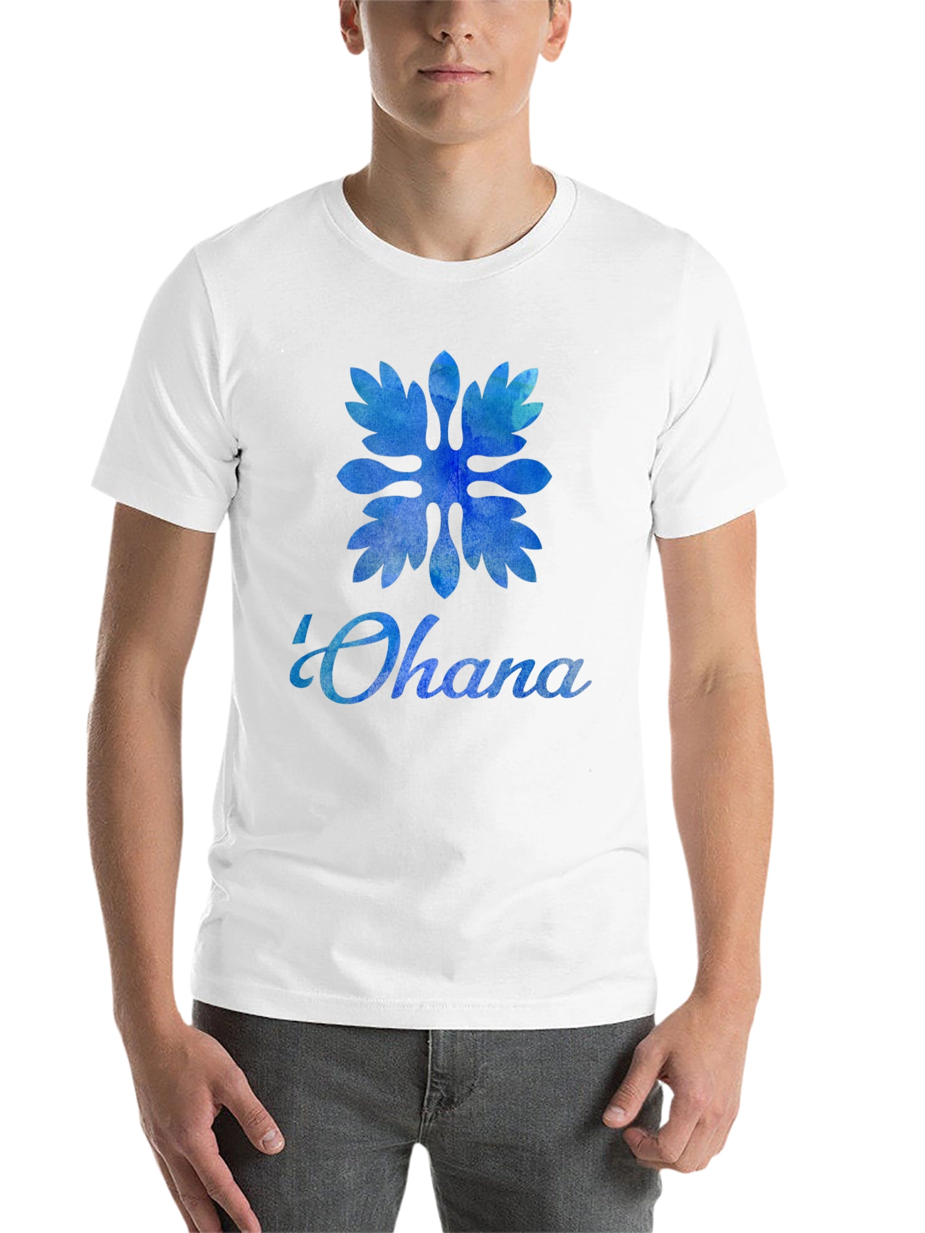 Black Ohana Blue Floral T-Shirt - Family Means Everything view 14