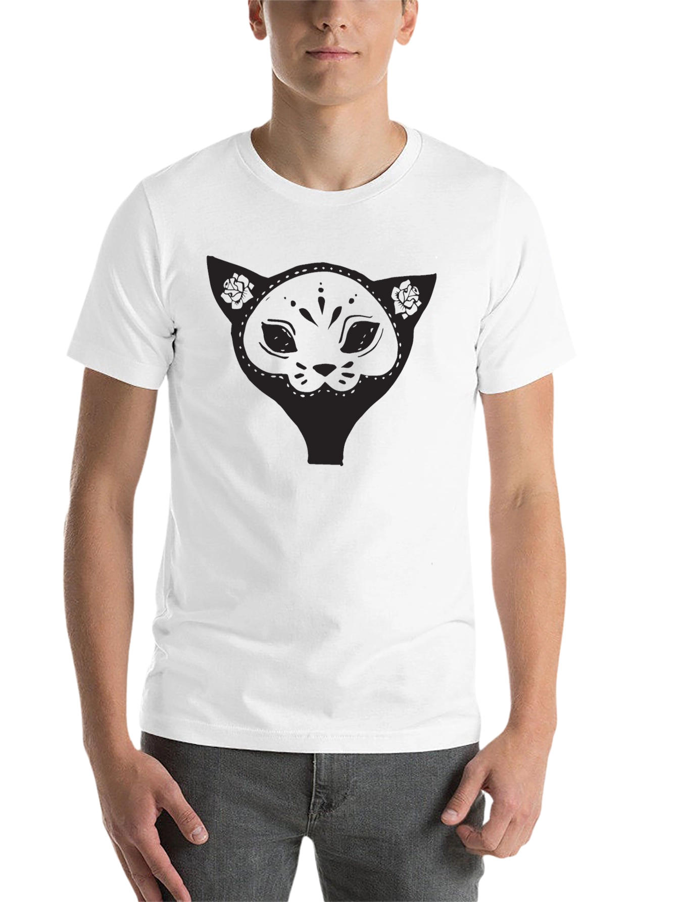 Black Men's Black Cat Graphic Tee - Stylish & Comfortable view 14